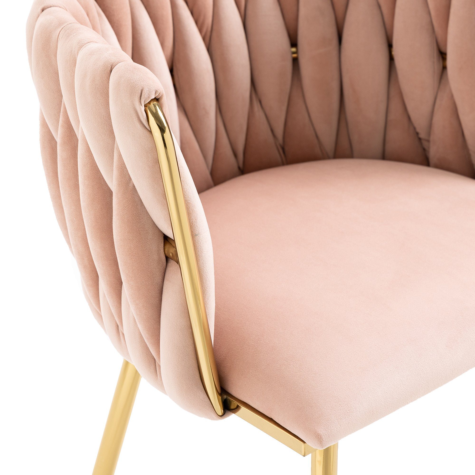 OKWISH 4-Fußstuhl Leisure Esszimmerstühle rosa (mit 2-teilig/SET) Lounge Samt Eisenmetallfüßen Akzent Akzentstuhl Stuhl