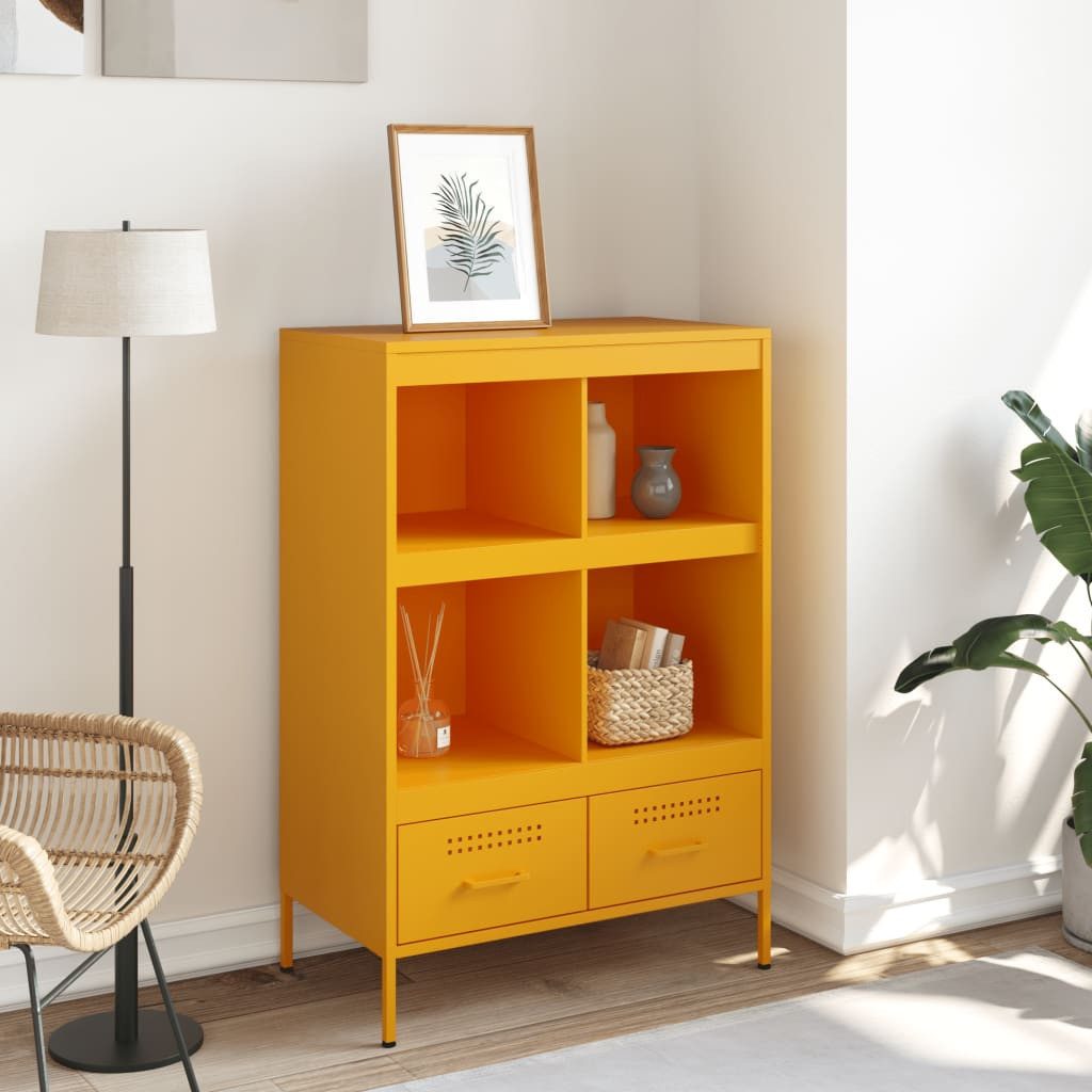 vidaXL Highboard Highboard Senfgelb 68x39x101,5 cm Stahl (1 St)
