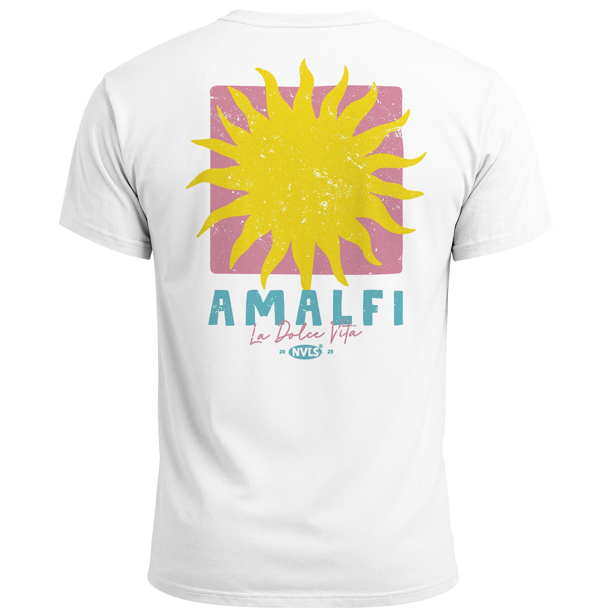 Print-Shirt Herren T-Shirt Backprint Amalfi La Dolce Vita Sonne Print Schriftzug