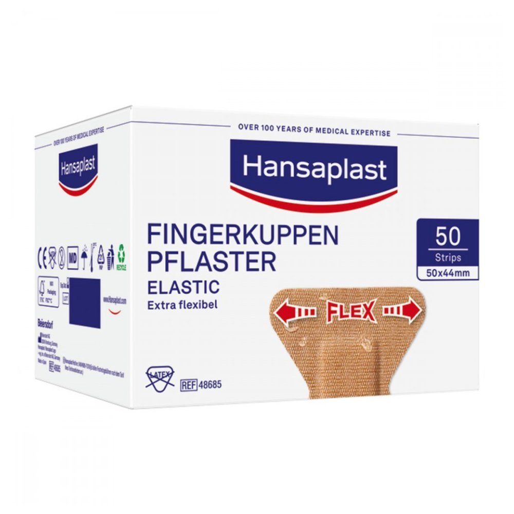 Beiersdorf AG Wundpflaster Hansaplast Elastic Fingerkuppenpflaster, 5,0 cm x 4,4 cm, 50 Stück -