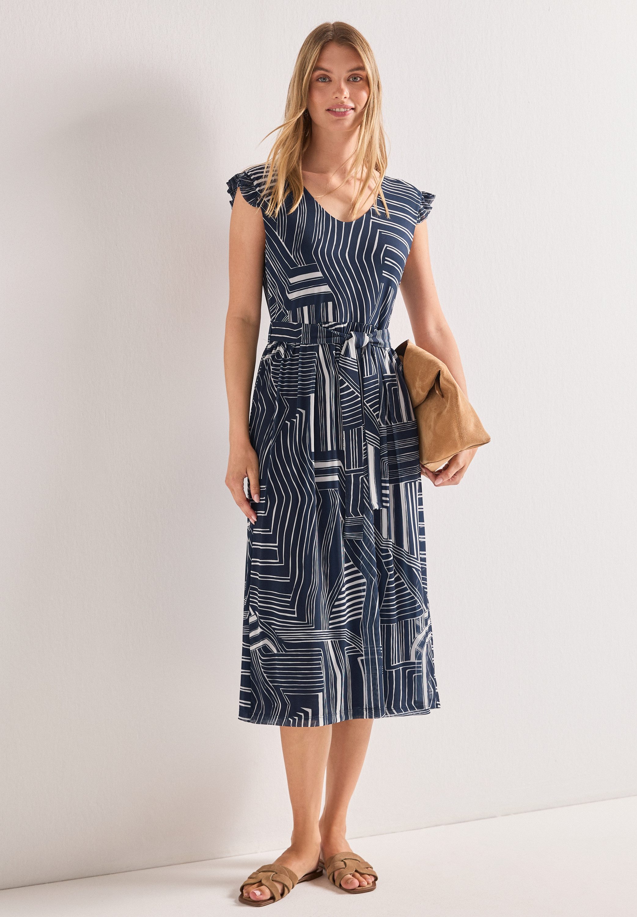 STREET ONE Midikleid Midikleid aus Mesh mit Print