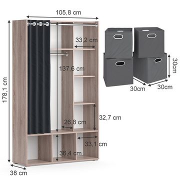 Vicco Kleiderschrank Garderobenschrank mit Faltboxen Luigi Sonoma