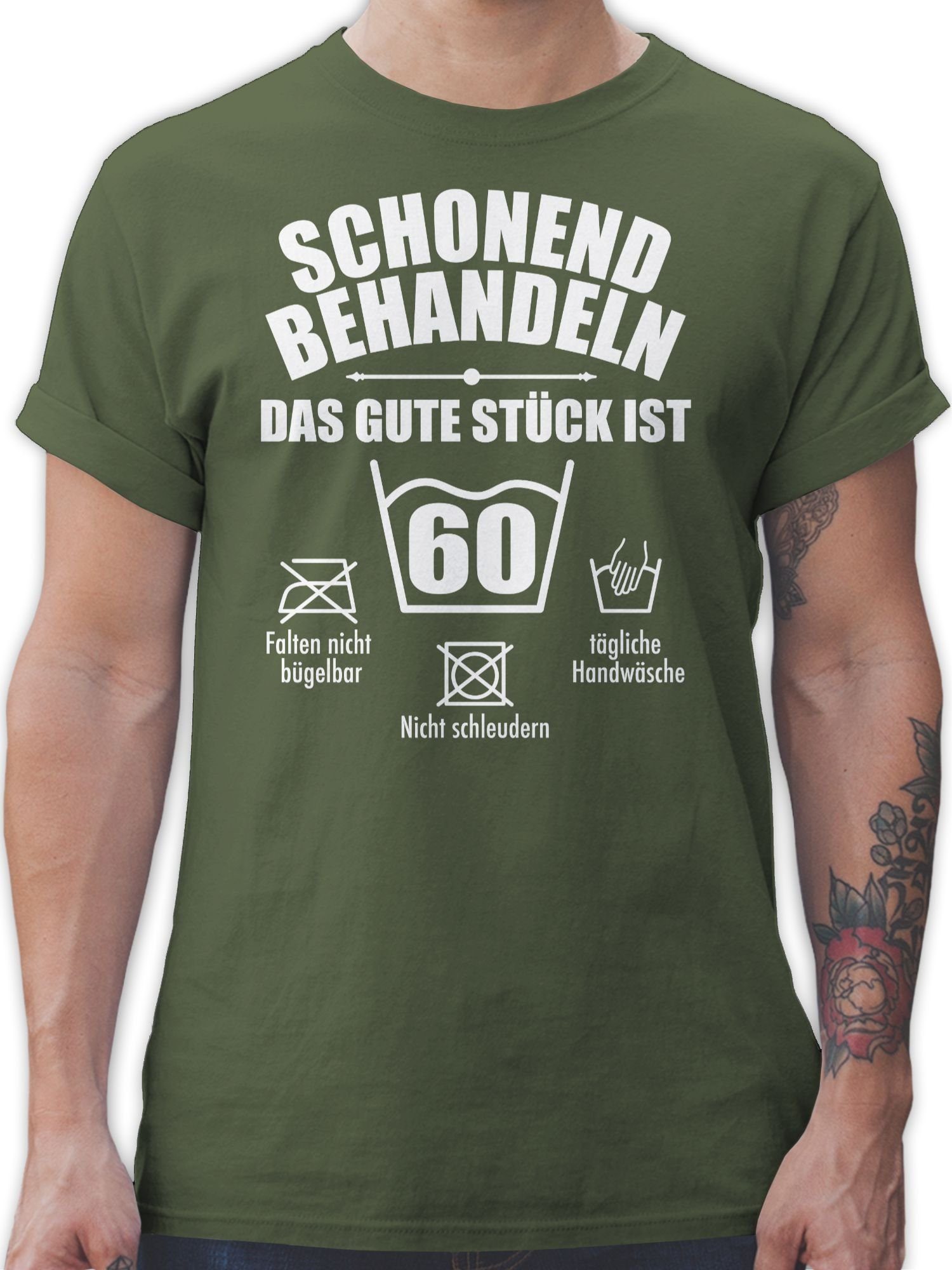 Shirtracer T-Shirt Schonend behandeln das gute Stück ist sechzig - weiß - 60. Geburtstag - Herren Premium T-Shirt 5 Army Grün