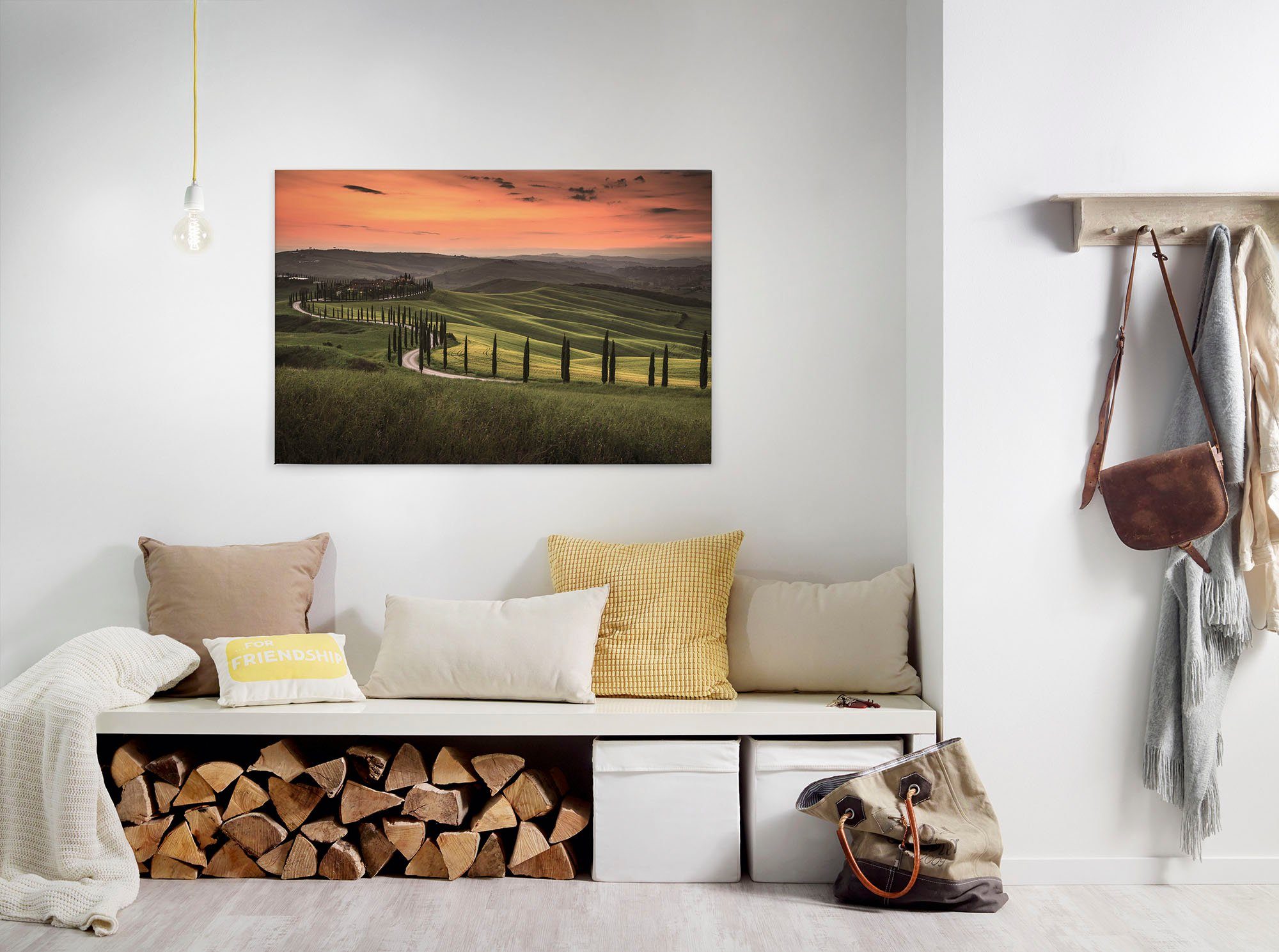 A.S. Création Leinwandbild Tuscany, Gemälde, Kinder, Kunst (1 St), Feld Natur Keilrahmen Landschaft Leinwand-Bild Wohnzimmer modern Wand
