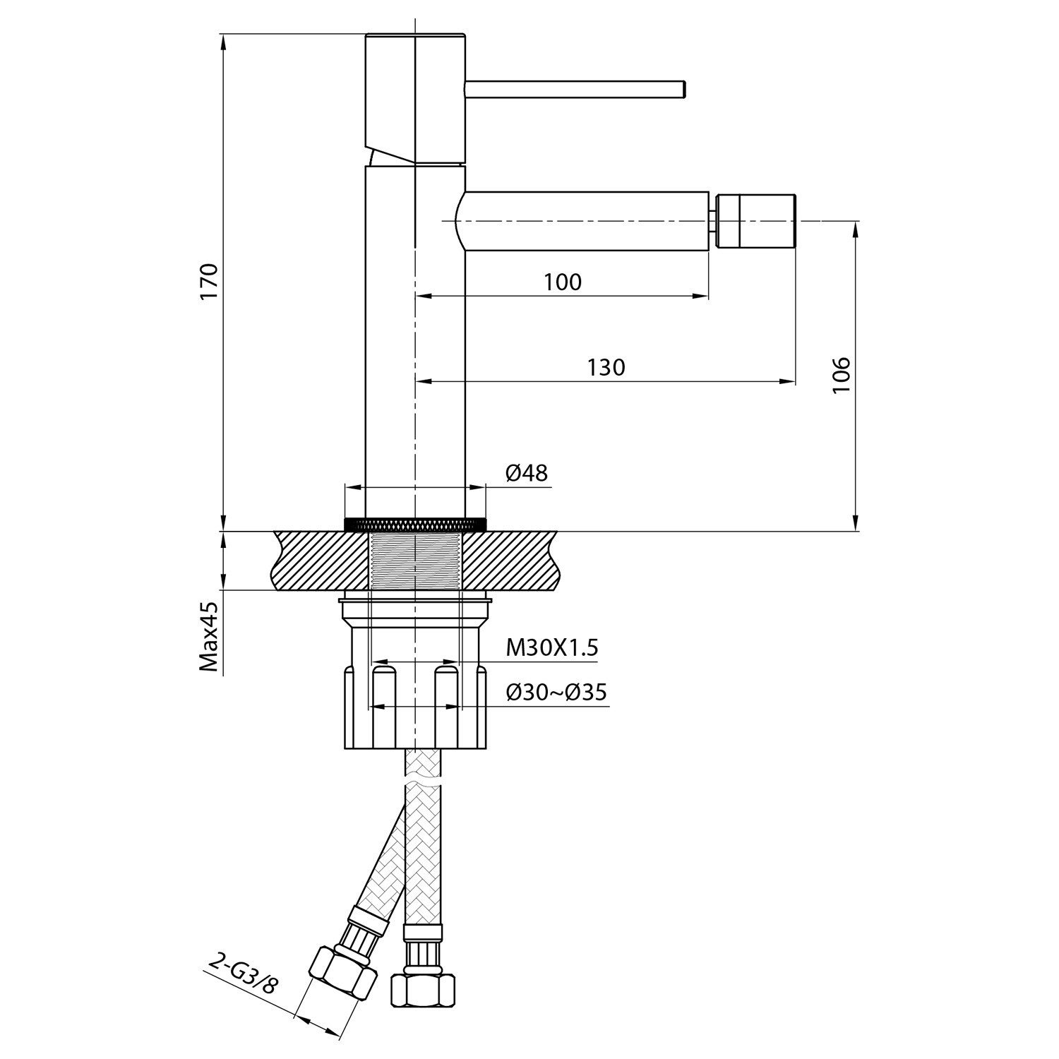 Sapho Bidetarmatur SOLARIS Bidetarmatur, Schwarz/Gold matt Sapho-WD003G-SET