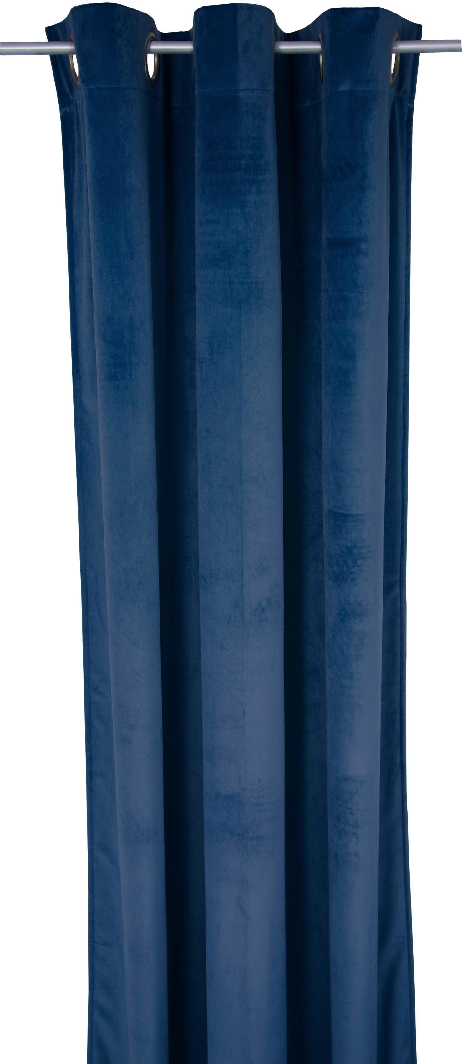 Vorhang FRENCH VELVET, TOM TAILOR (1 HOME, blickdicht, Wirkware St), blau Ösen