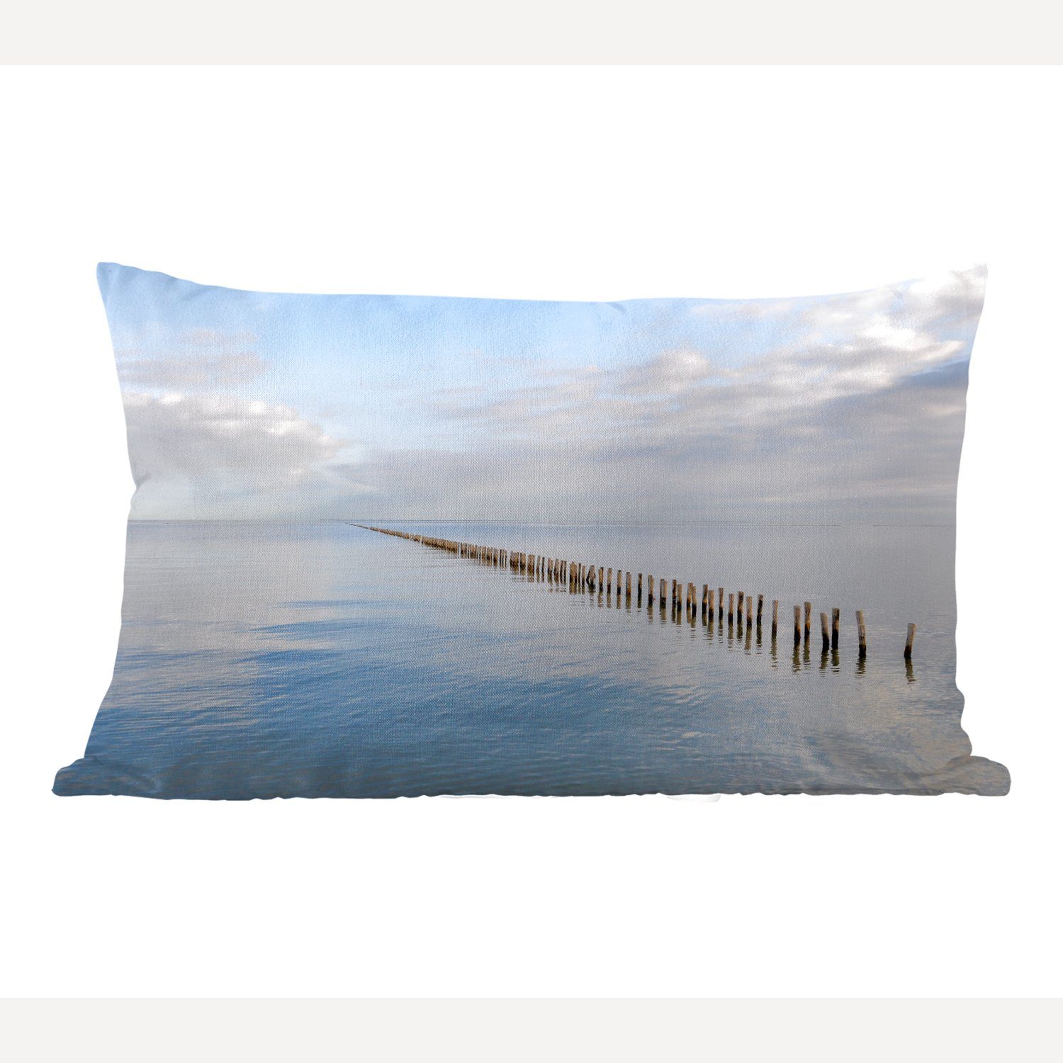 MuchoWow Dekokissen Nordsee - Wolken - Wasser, Wohzimmer Dekoration, Zierkissen, Dekokissen mit Füllung, Schlafzimmer