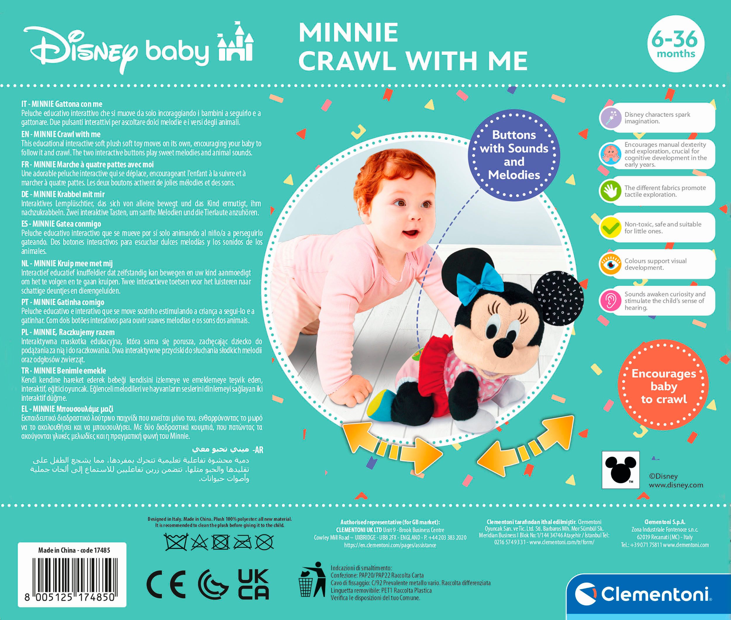 Clementoni® Plüschfigur Disney Baby, Minnie - Krabbel mit mir, mit Sound