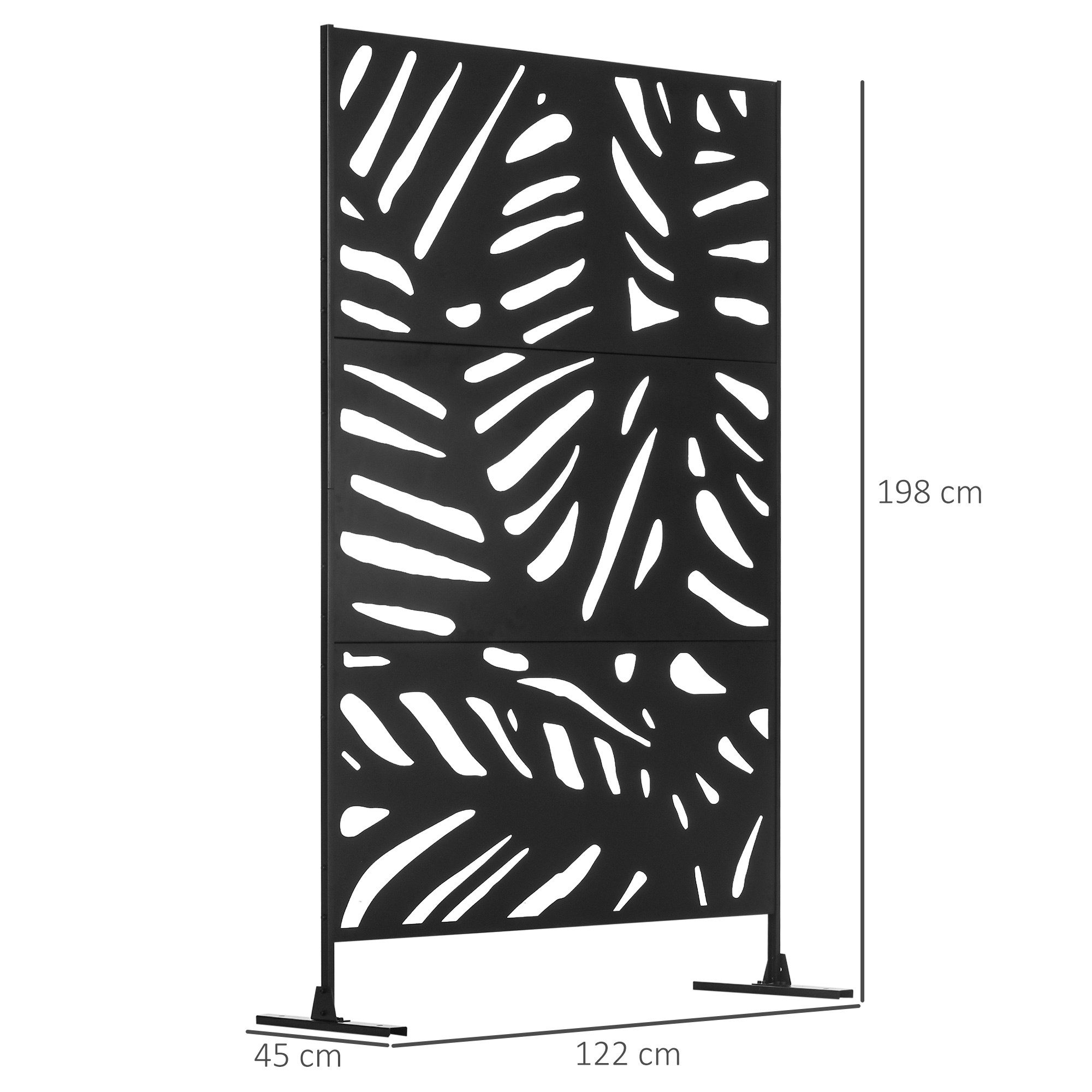 Outsunny Paravent Gartensichtschutz 122 x 198 cm Balkon Sichtschutz mit Ständer (Raumtrenner, 1 St., Raumteiler), für Terrasse, Garten, Stahl, Schwarz