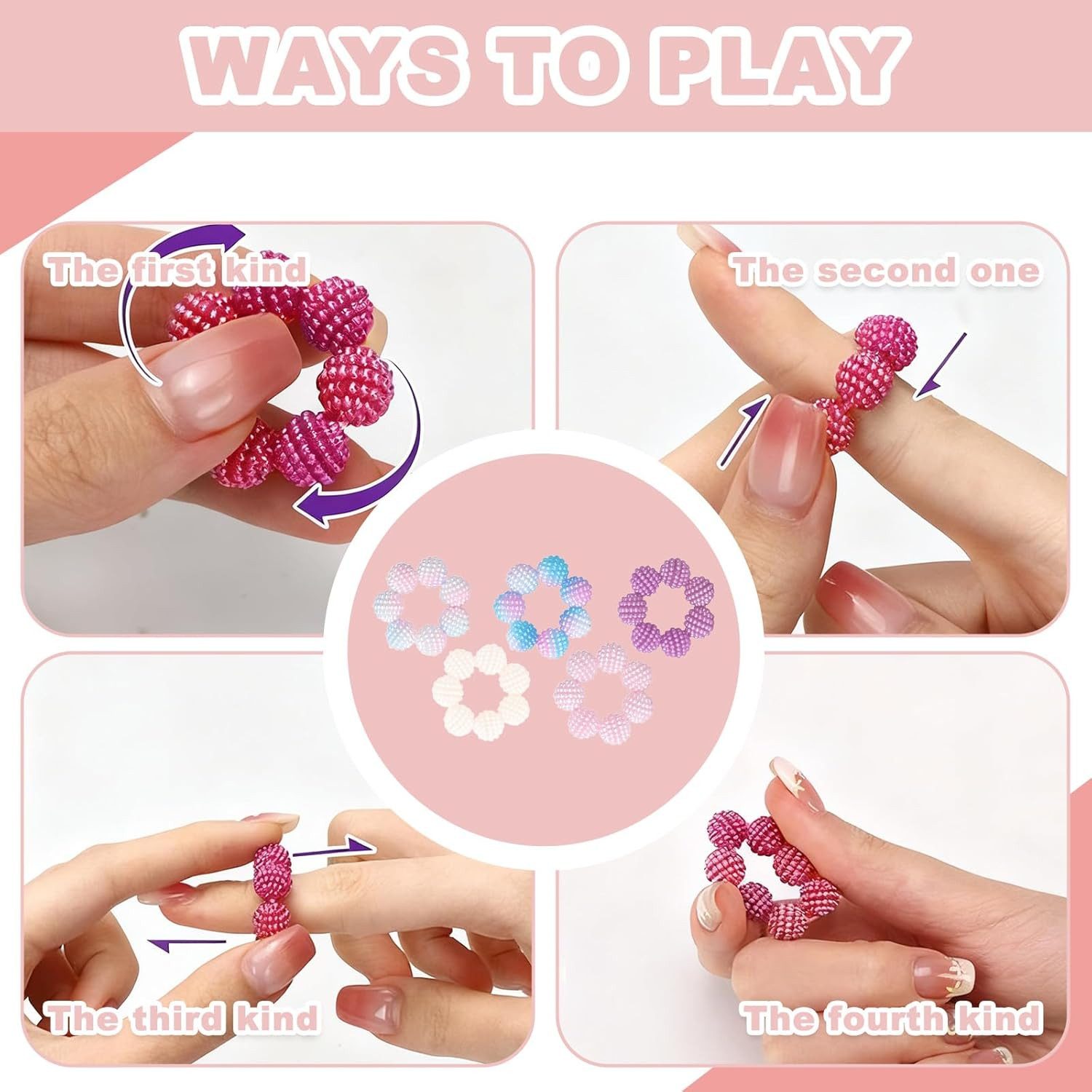 FELIXLEO Massageball Bunte Stachelringe Akupressur Fidget Ring für Stress, 5-tlg. – Bild 3 von 5