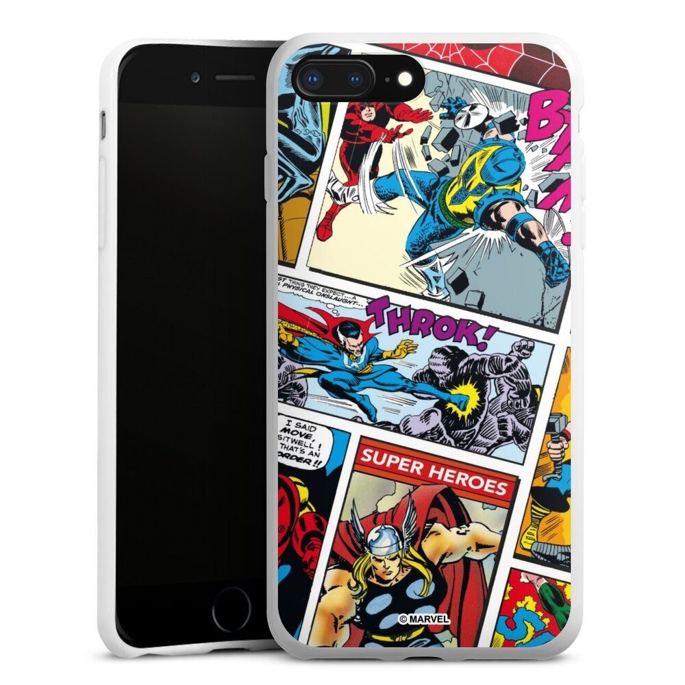 DeinDesign Handyhülle Marvel Retro Comic Blue, Apple iPhone 7 Plus Silikon Hülle Bumper Case Handy Schutzhülle