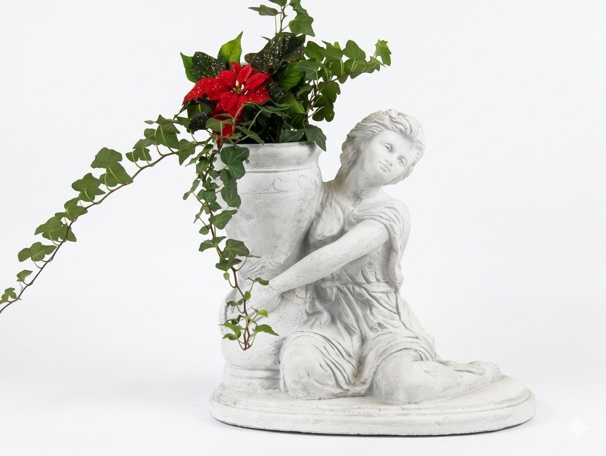 JVmoebel Dekovase Blumenkübel aus Keramik in Grau mit dekorativem Design, Made in Europa