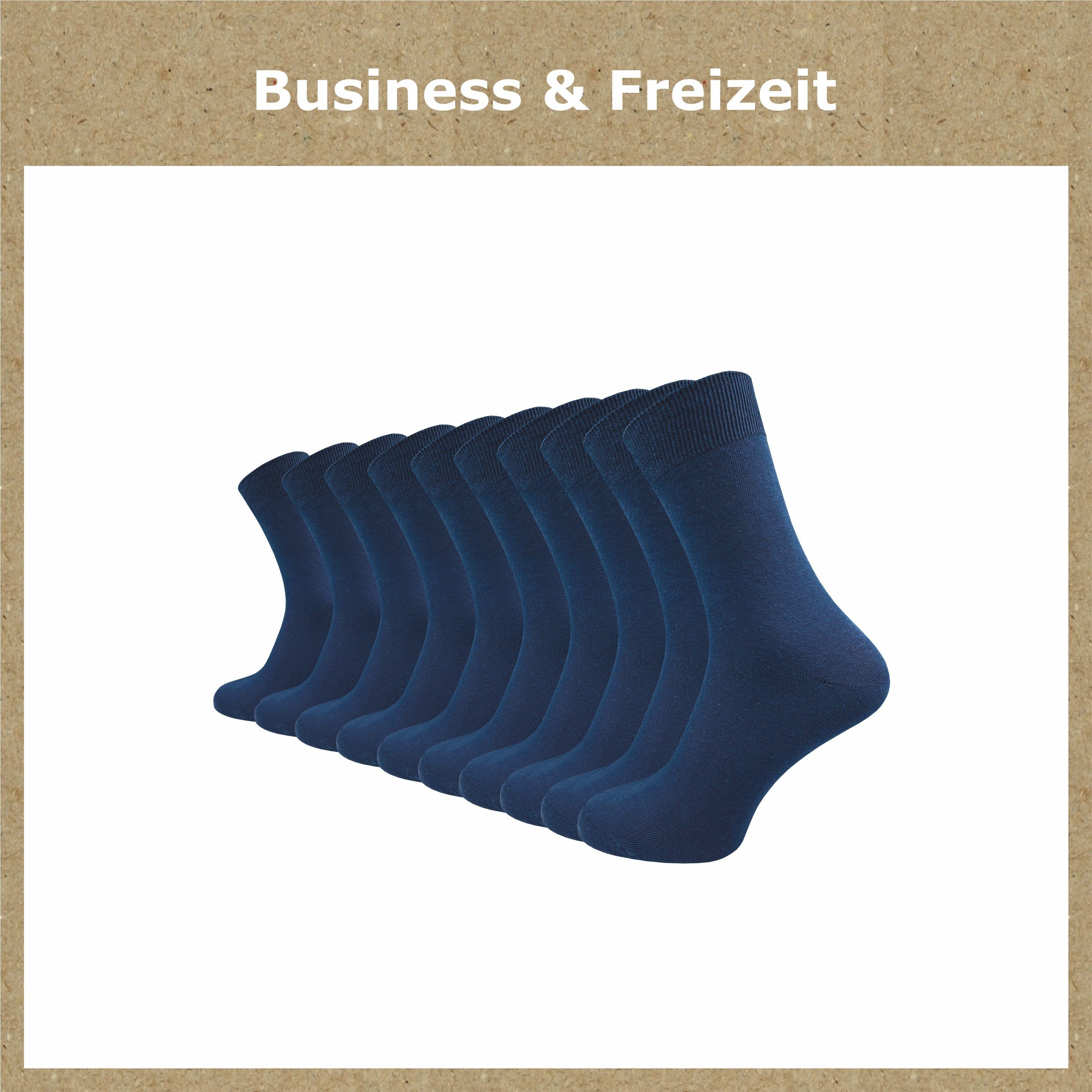 Blau Komfortbund GAWILO Socken (10 venenfreundlichem Freizeit 100% für Damen aus und Business Herren und Baumwolle, Paar) mit