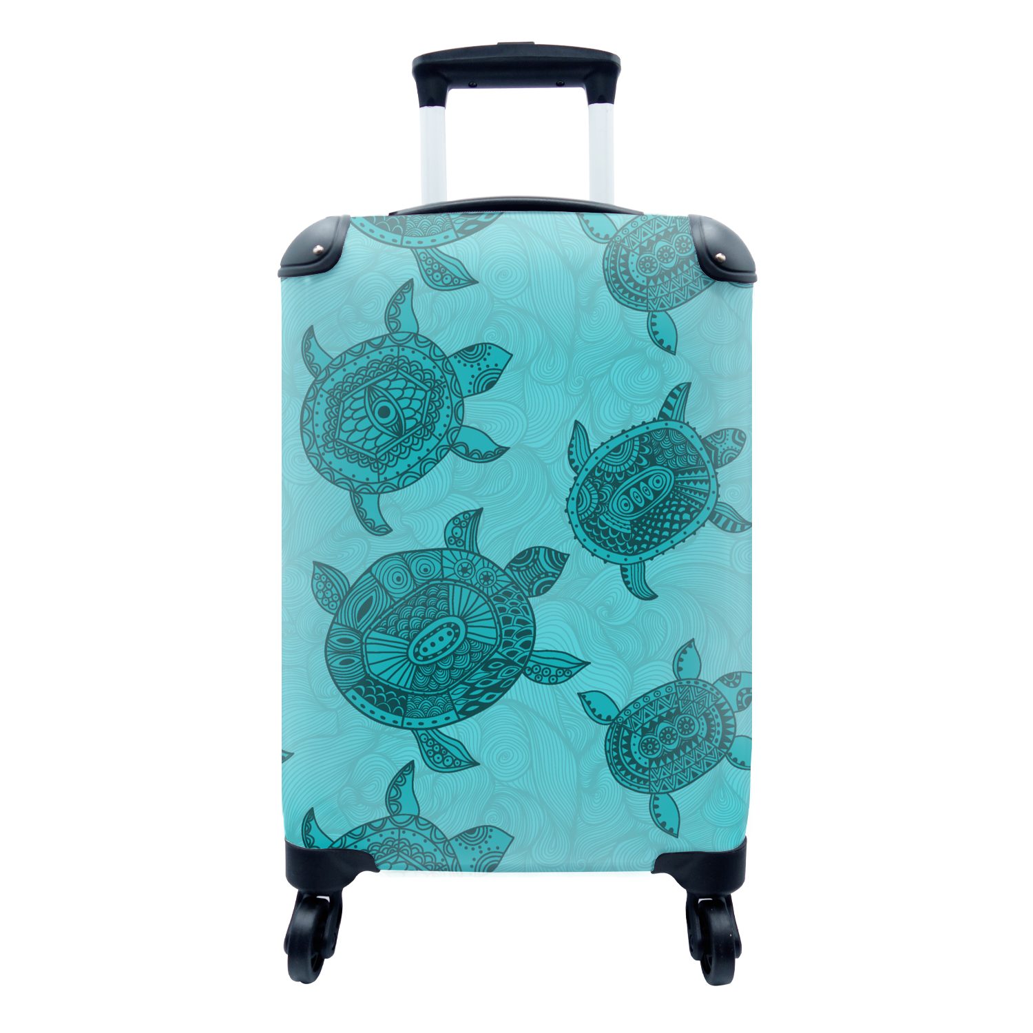 MuchoWow Handgepäckkoffer Schildkröte - Muster - Indonesien, 4 Rollen, Reisetasche mit rollen, Handgepäck für Ferien, Trolley, Reisekoffer