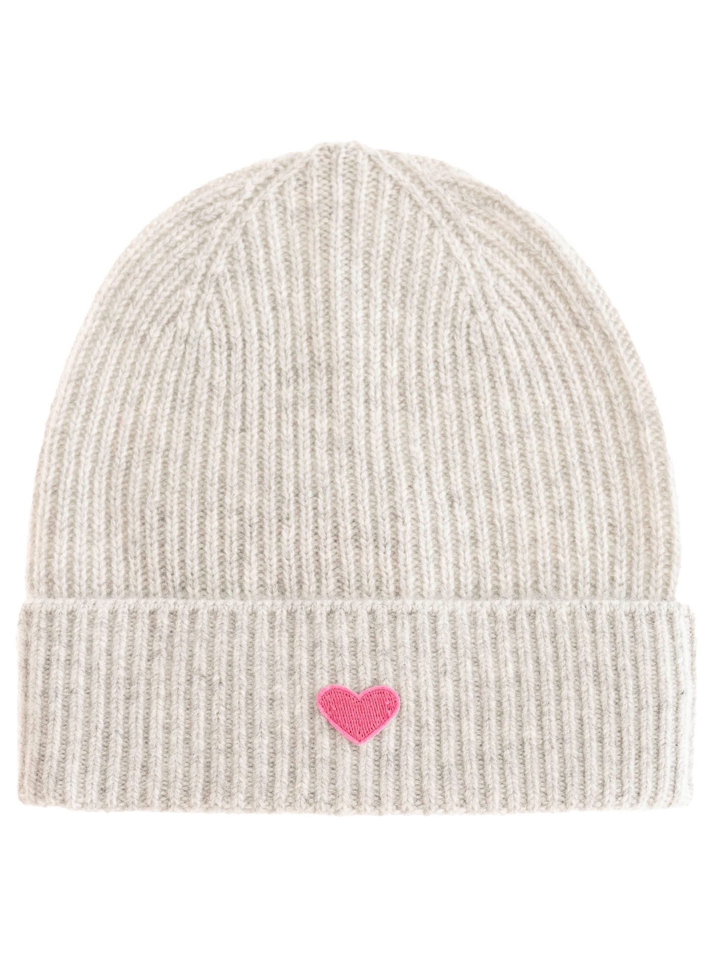 Zwillingsherz Beanie Beanie with Heart-Patch Rippstrick, mit breitem Umschlag, wärmend