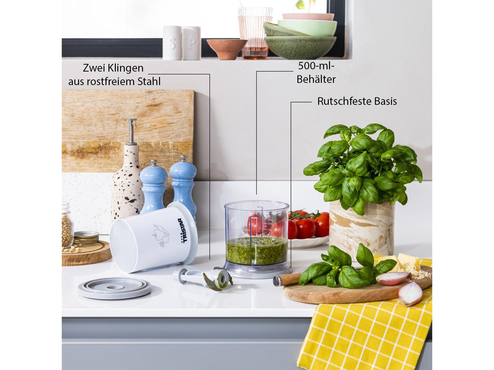 Zerkleinerer, Chop-per Gemüse-Schneider Zwiebel Tristar Elektrischer 200 Mixer Food Mehrzweck W,