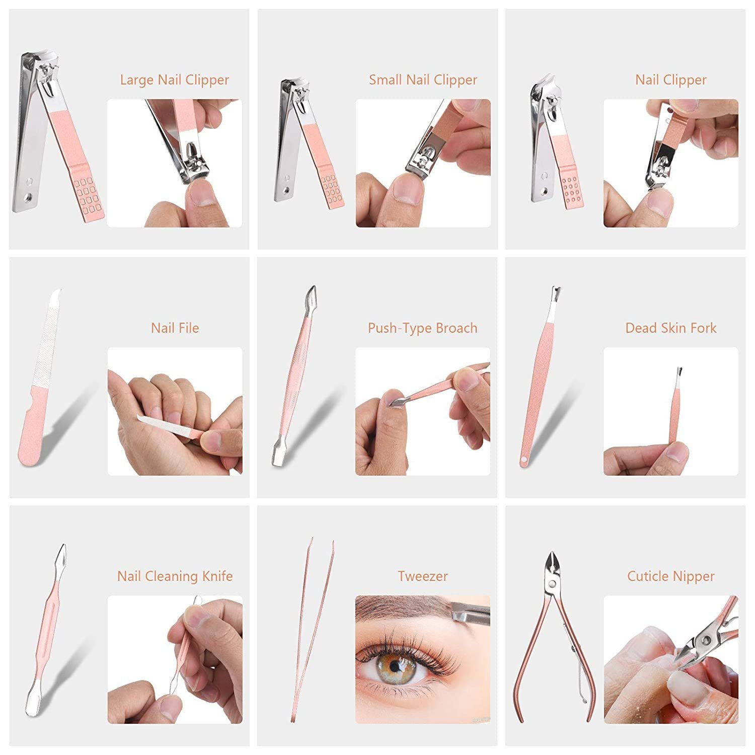 Maniküre Nagelpflege MORRENT Maniküre-Pediküre-Set Pediküre Set, Kit Nagelknipser 18-teiliges Set,