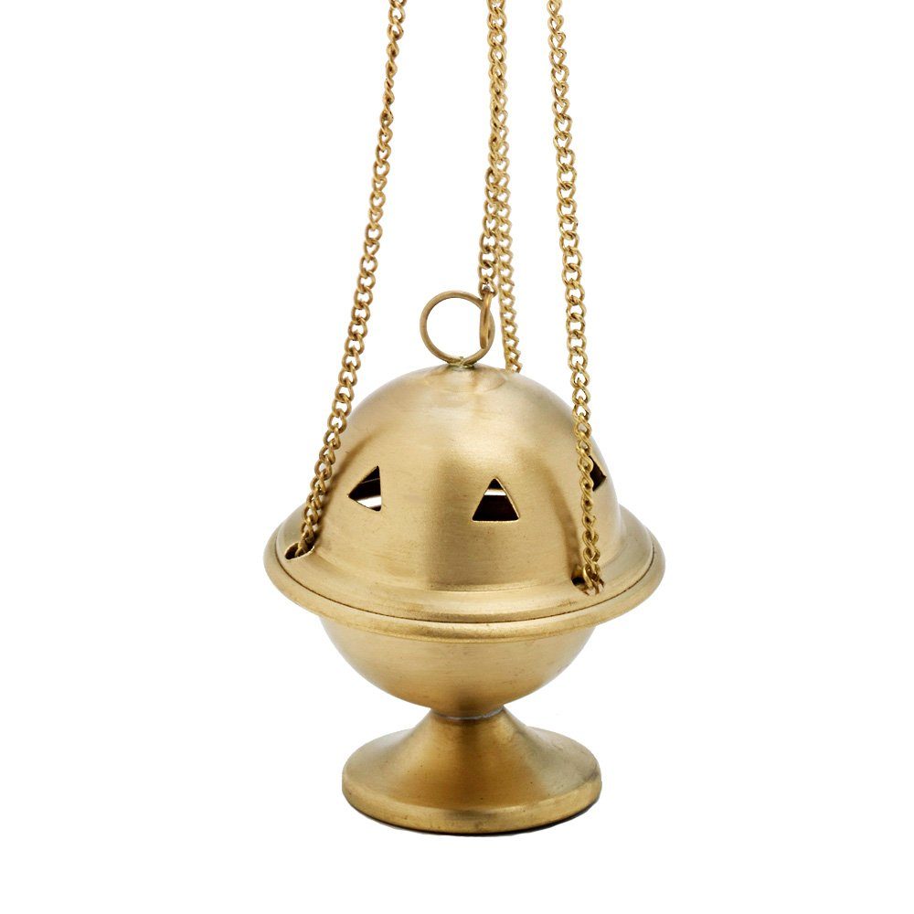 NKlaus Räucherschale Weihrauchschwenker mit Kette 30cm Messing Räucherg
