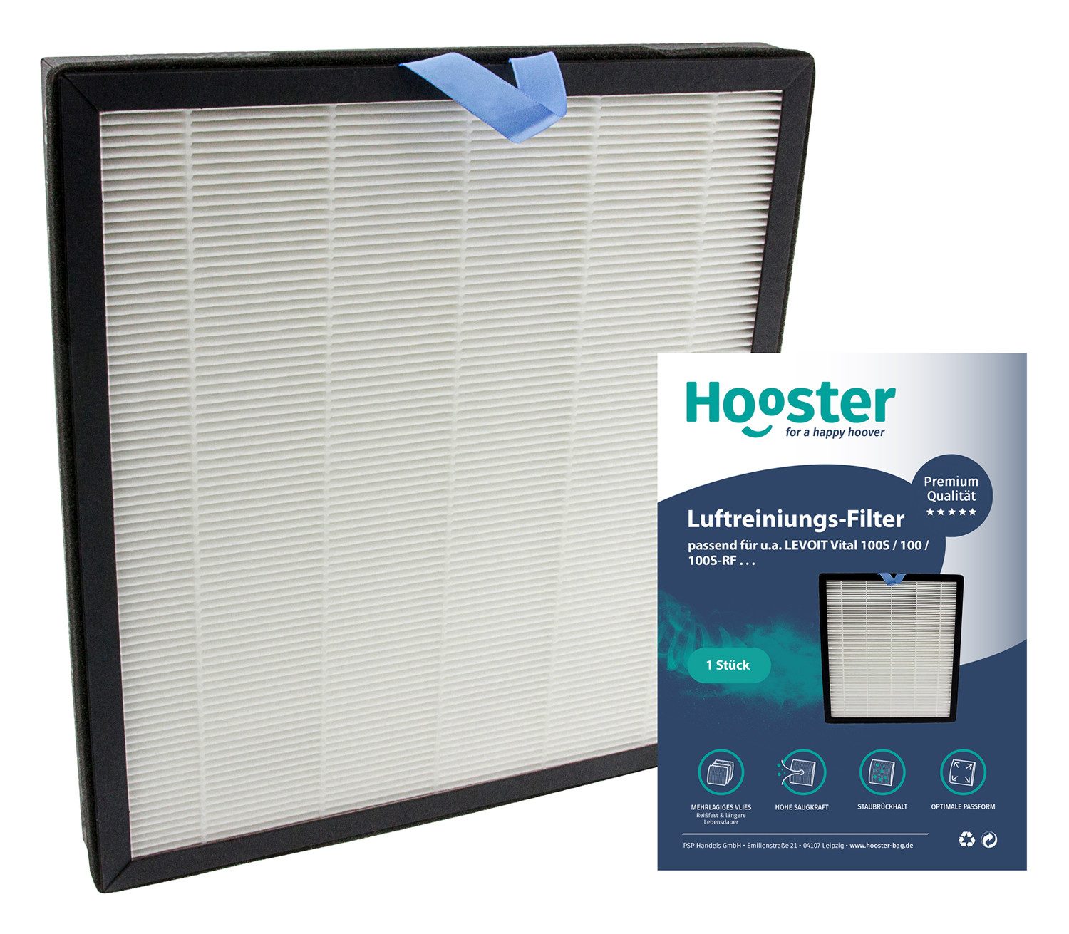 Hooster Luftfilter 1 Filter kompatibel mit Levoit Vital 100s Luftreiniger, Ersatzfilter für Levoit LRF-V102-WEU