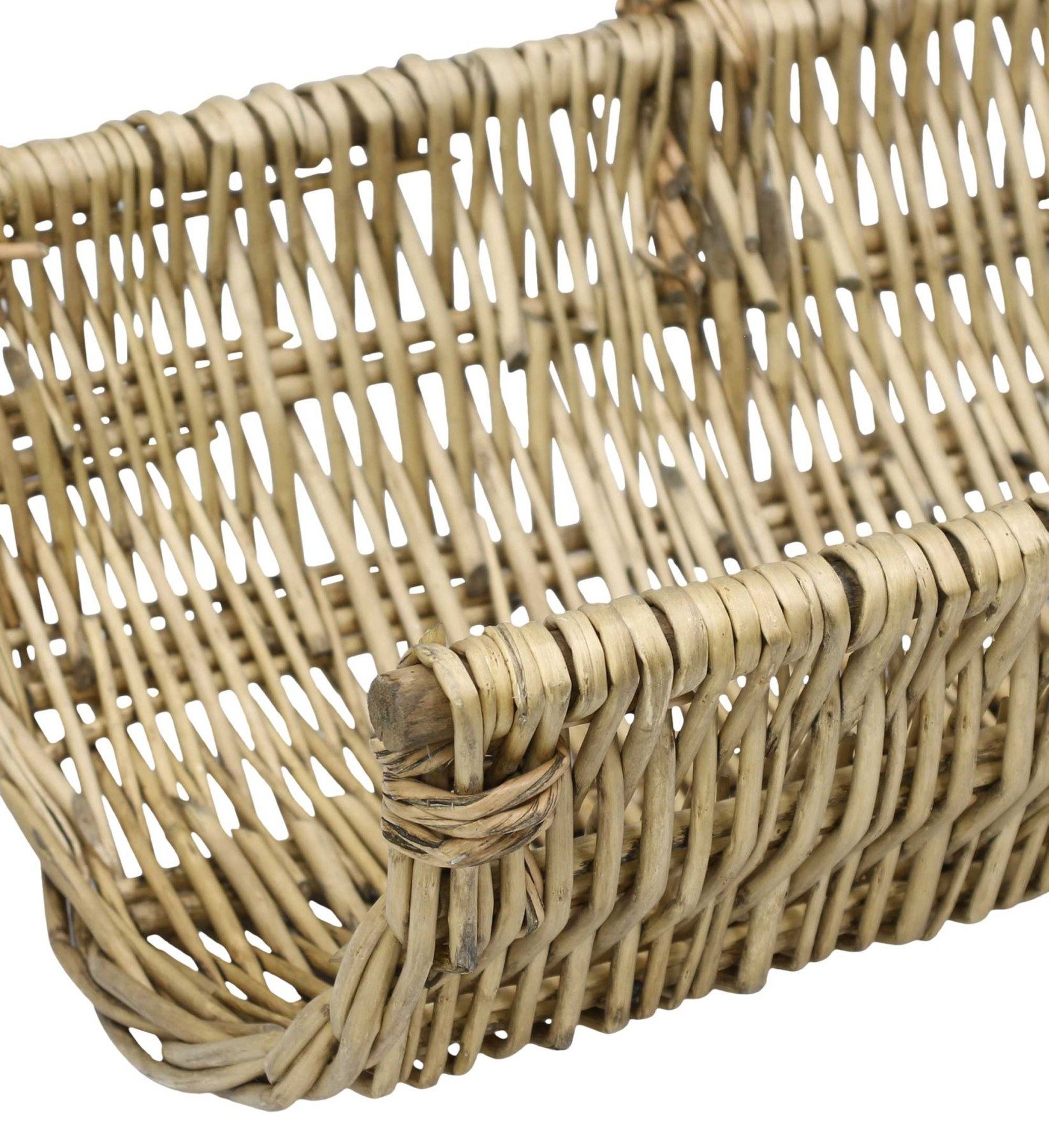 Dekoleidenschaft Kaminholzkorb "Trendy" aus Weide, braun, Holzkorb, Feuerholzkorb, Holz-Tragekorb, Kaminkorb, Brennholzkorb, Weidenkorb, Aufbewahrungskorb