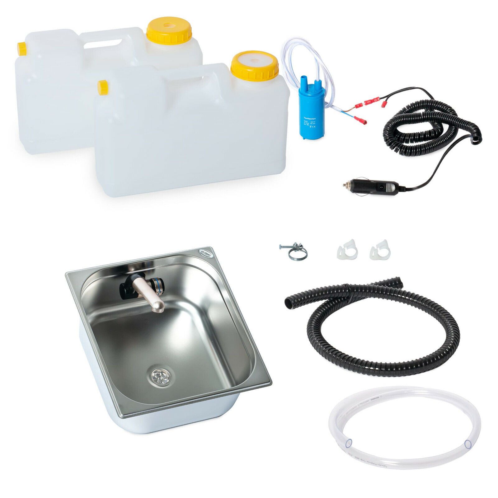 ad-ideen Waschbecken 12V Miniküche Campingküche Caravan Reisemobil 354x325x150mm Barwig