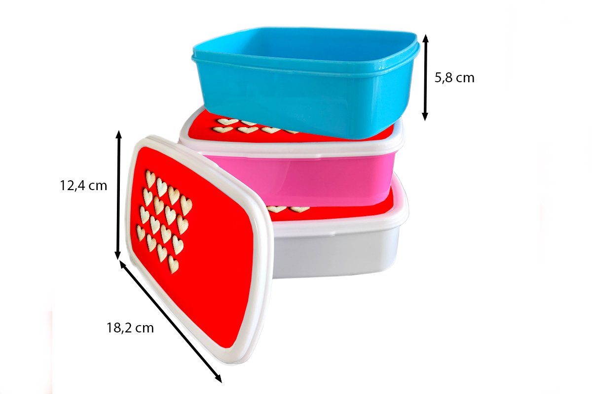 Kunststoff, rosa (2-tlg), Brotdose Snackbox, für Kunststoff Kinder, Mädchen, MuchoWow Kekse, Brotbox Herzförmige Erwachsene, Lunchbox