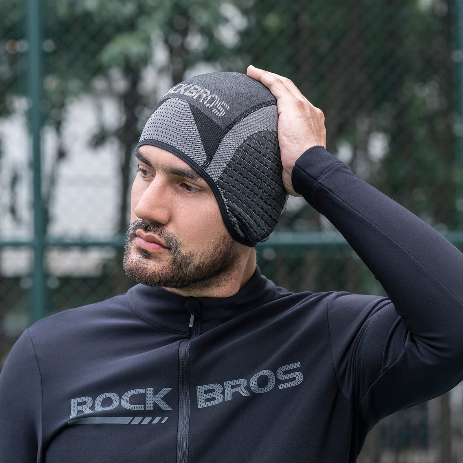 ROCKBROS Unterhelmmütze Warm Fahrradmütze, Atmungsaktive Laufmütze Sport Funktionsmütze Schützt Ihre Ohren