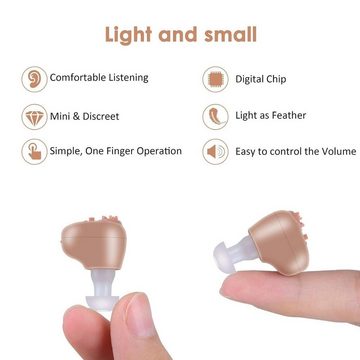 AUKUU Im-Ohr-Hörgerät Im-Ohr-Hörgerät Hörgeräte Leichtgewicht, wiederaufladbar, (magnetisches Ladeetui, Mini-Hörgeräte unsichtbar, für Erwachsene und Senioren)