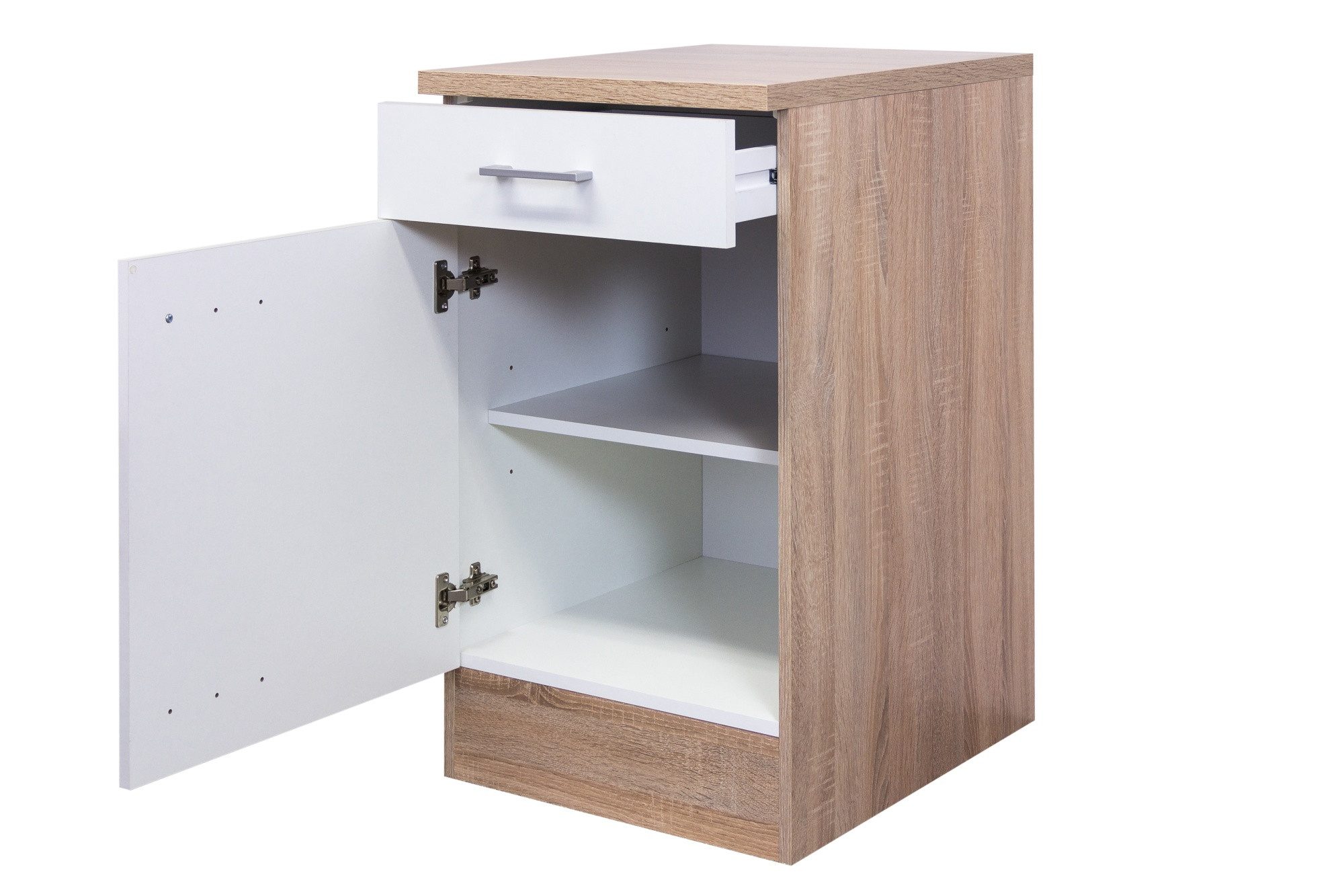 Flex-Well Unterschrank Küchenunterschrank - 40 cm breit - Weiß Sonoma Eiche – Salerno