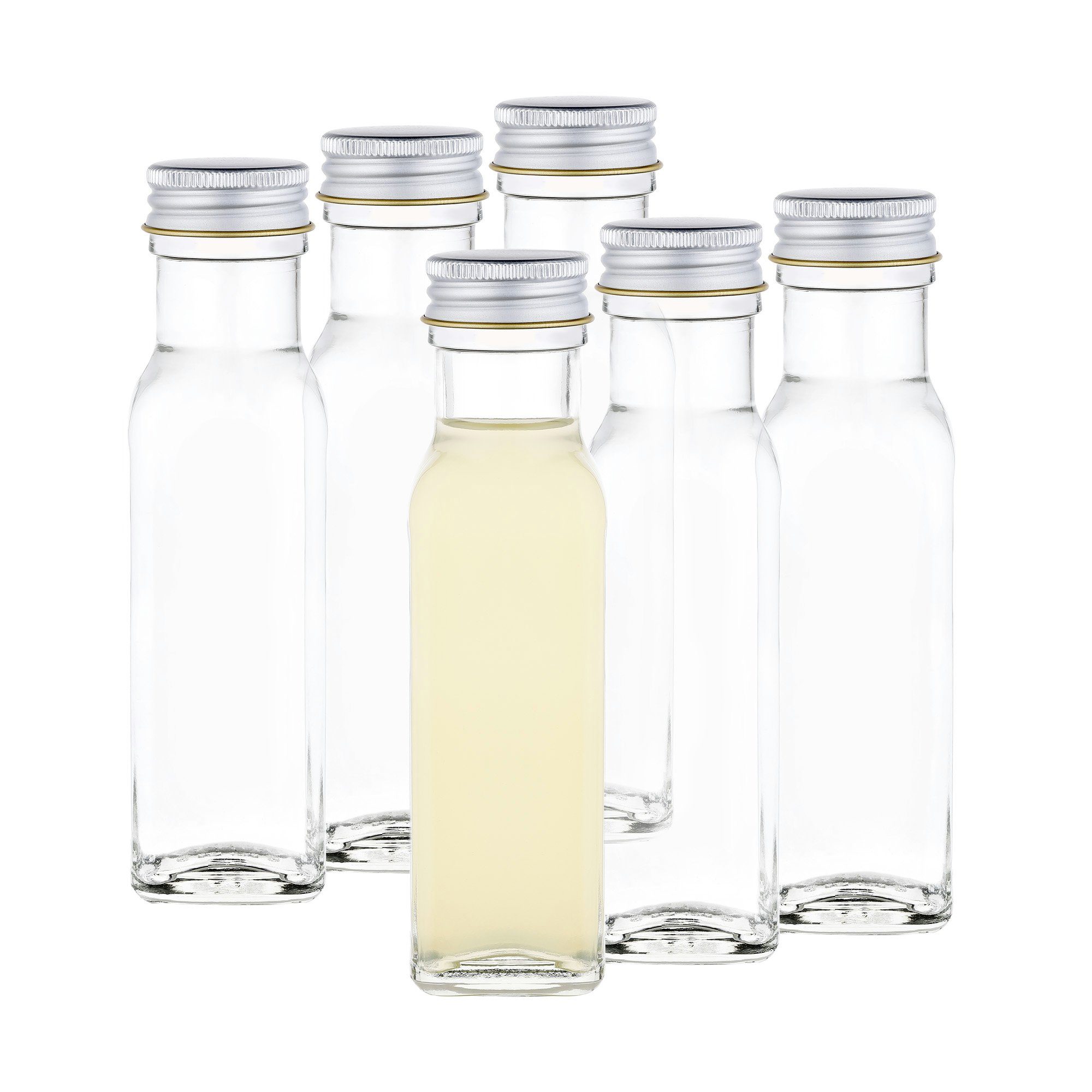 Vorratsglas 6er Set Marasca 100ml Flasche + Schraubdeckel silber Aluminium PP 31,5
