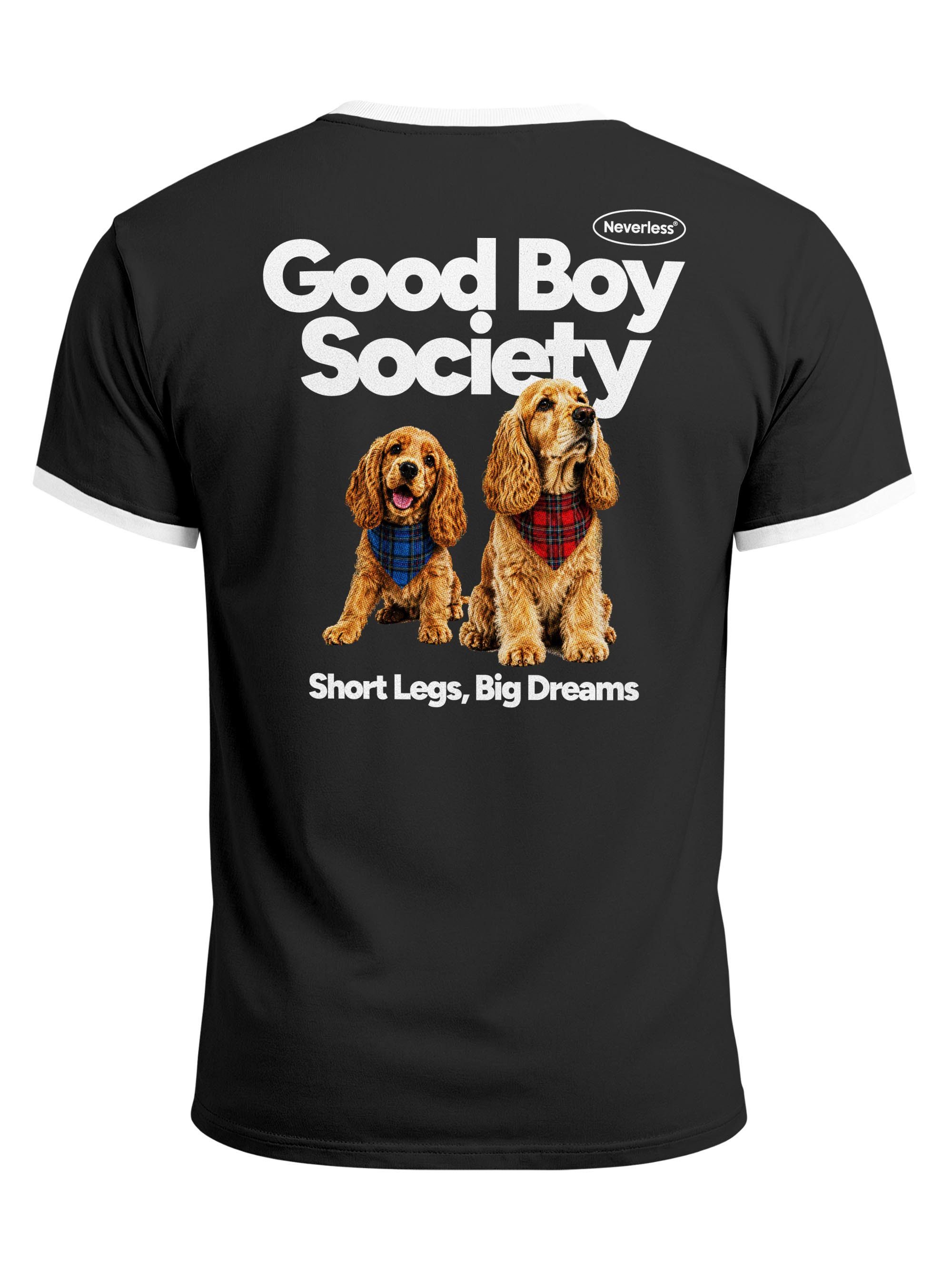 Neverless Print-Shirt Herren T-Shirt Retro Kontrastbund - Design Good Boy Society - mit Print