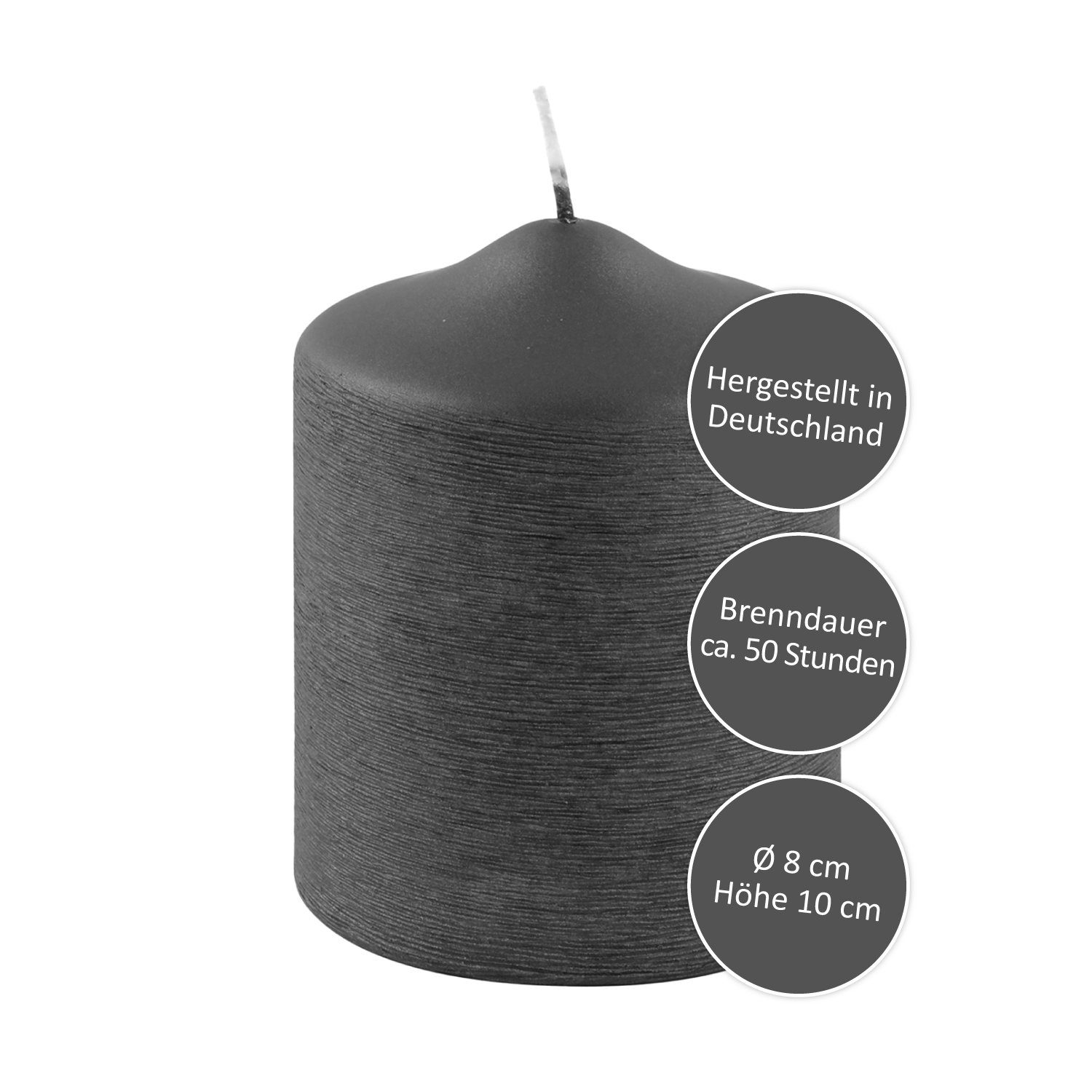 Fink Adventskerze FINK Stumpenkerze Candle - grau - H. 10cm x B. 8cm x D. 8cm (1 Stück)