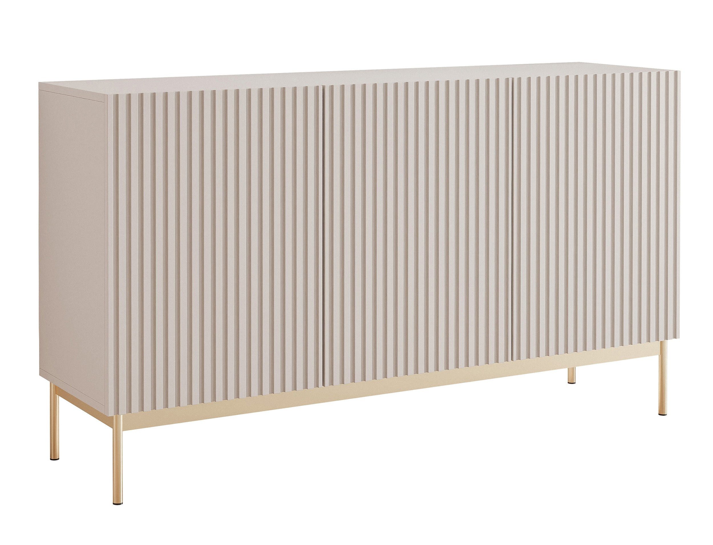 Selsey Sideboard LINEARIS, Sideboard in Kaschmirgrau mit LED & goldenen Füßen