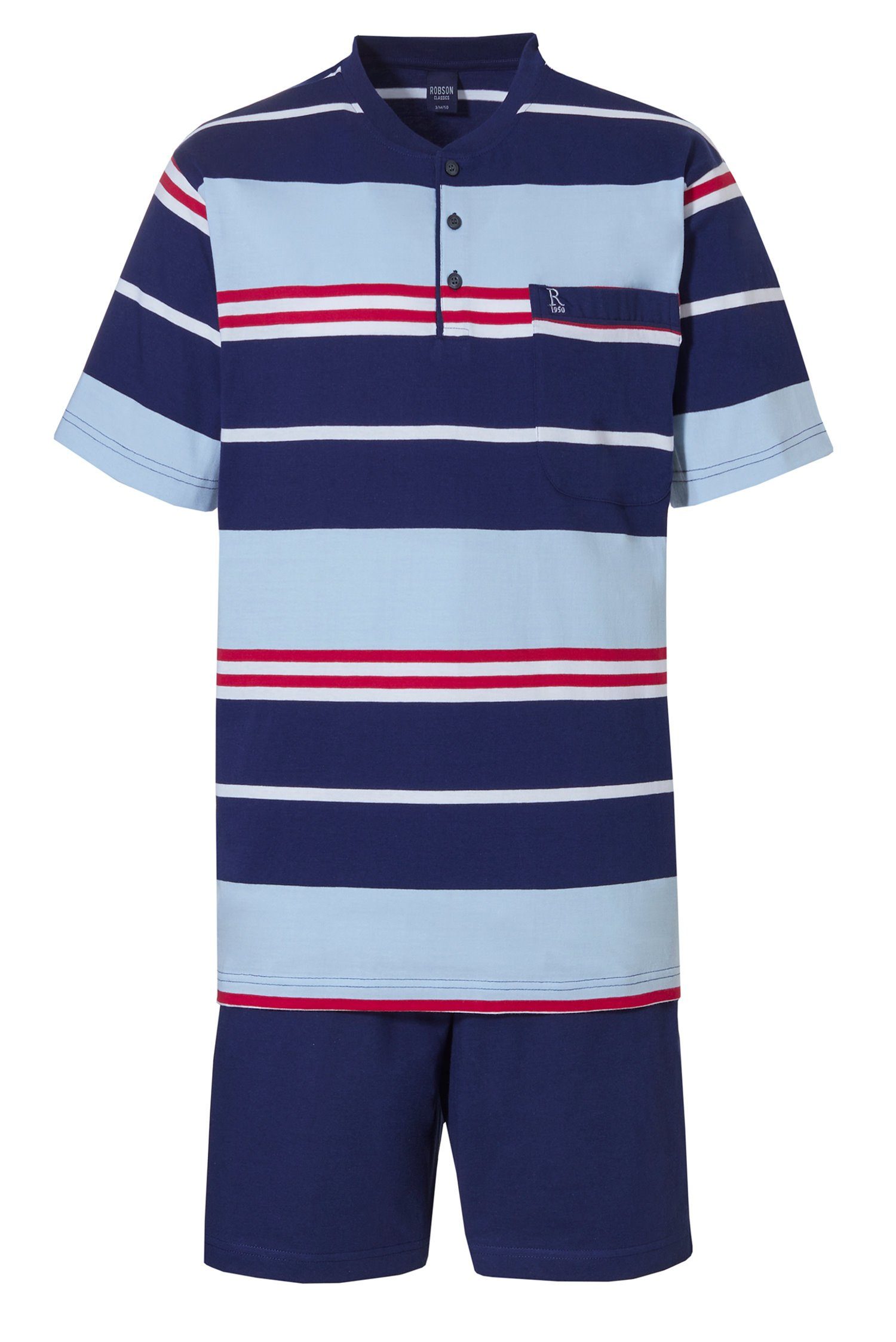Robson Schlafanzug Herren Shorty mit Knopfleiste (2 tlg) Baumwolle günstig online kaufen