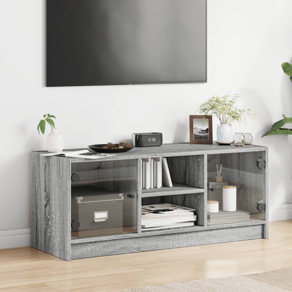 vidaXL TV-Schrank TV-Schrank mit Glastüren Grau günstig online kaufen