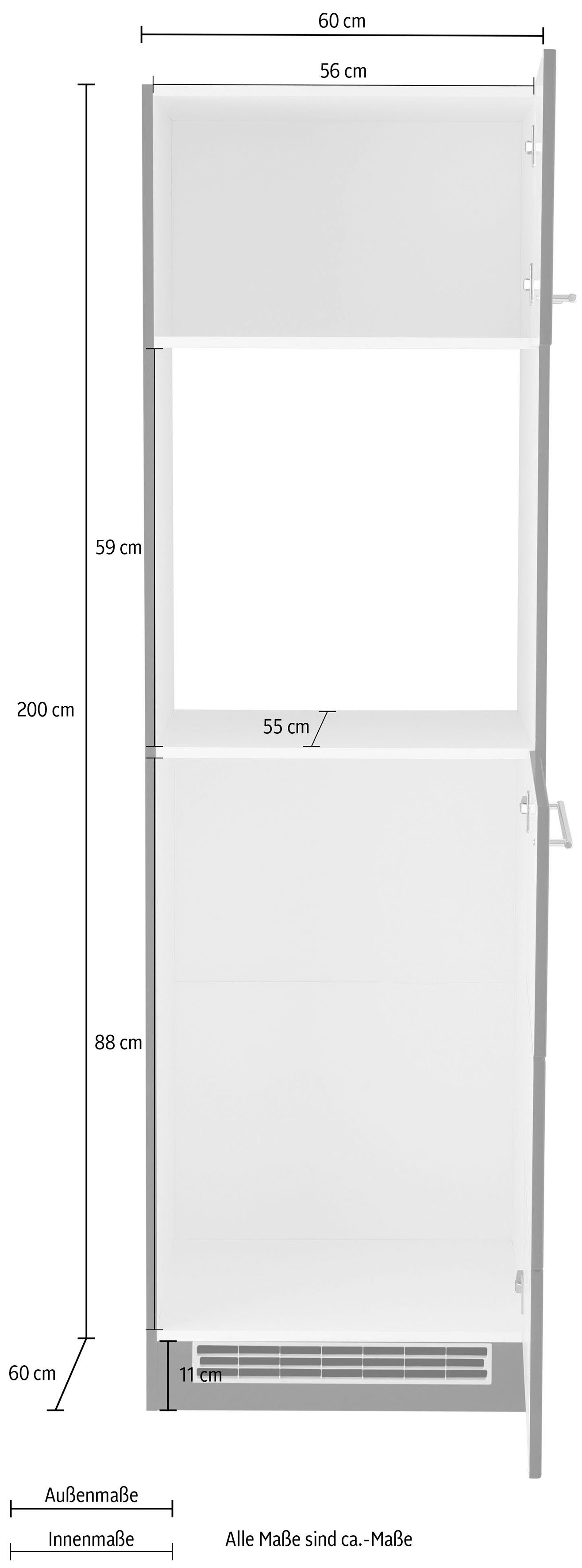 grafitgrau Backofen/Kühlumbauschrank autarken breit, 60 grau MÖBEL HELD für Einbaukühlschrank | Hochglanz cm und Backofen Wien