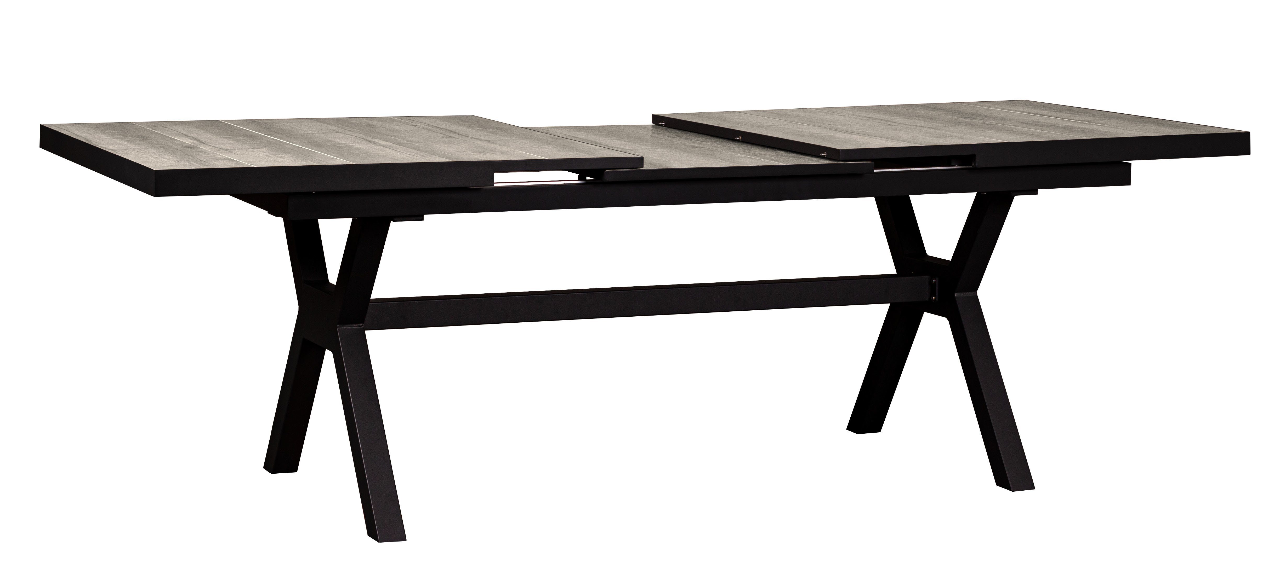 deVries Gartentisch Alu-Ausziehtisch Montana 200/260x100cm anthrazit mit Keramikplatte (1 Tisch), Tischplatte aus hochwertiger Keramik