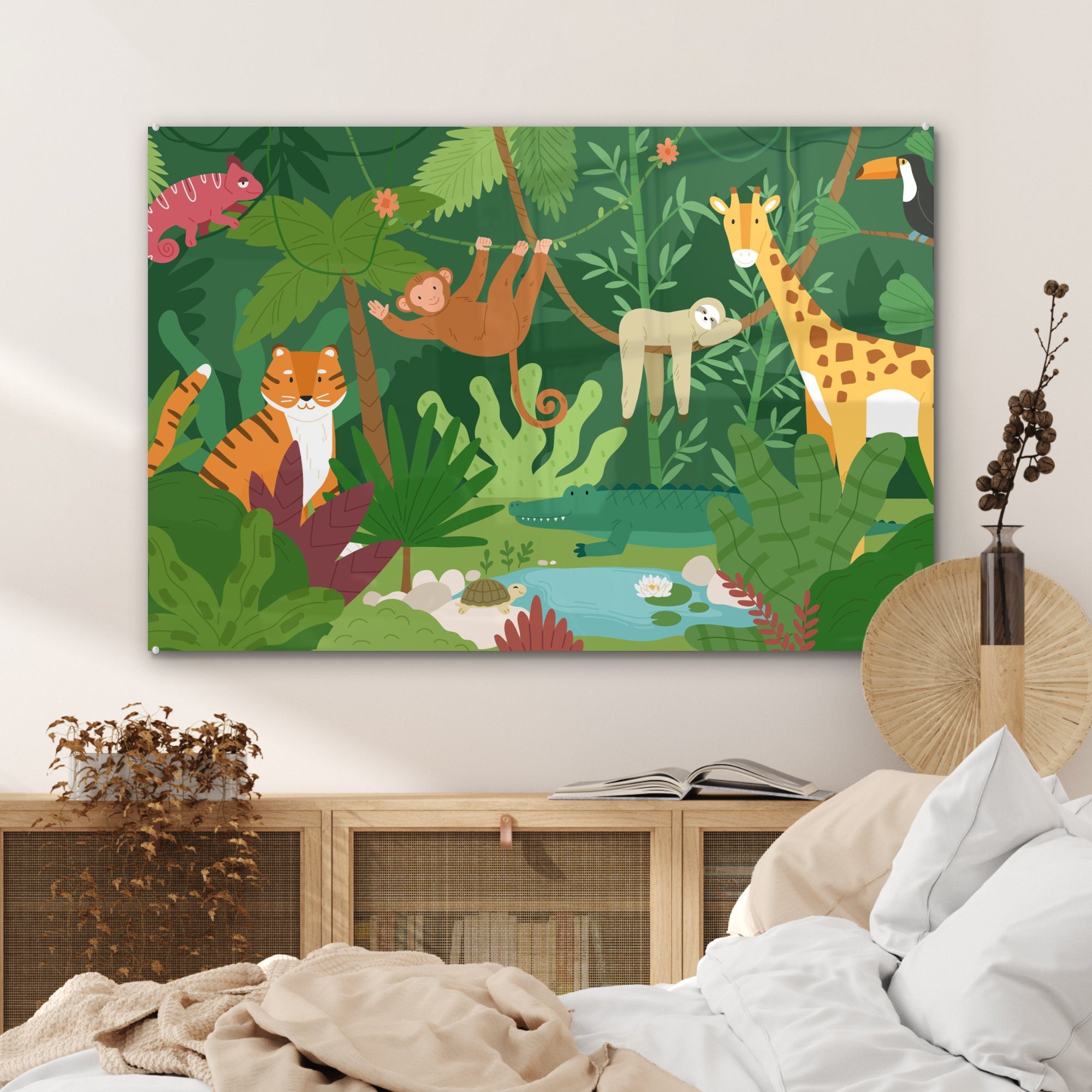 - Natur, (1 & Schlafzimmer St), Tiere Acrylglasbilder Acrylglasbild Dschungel - MuchoWow Wohnzimmer