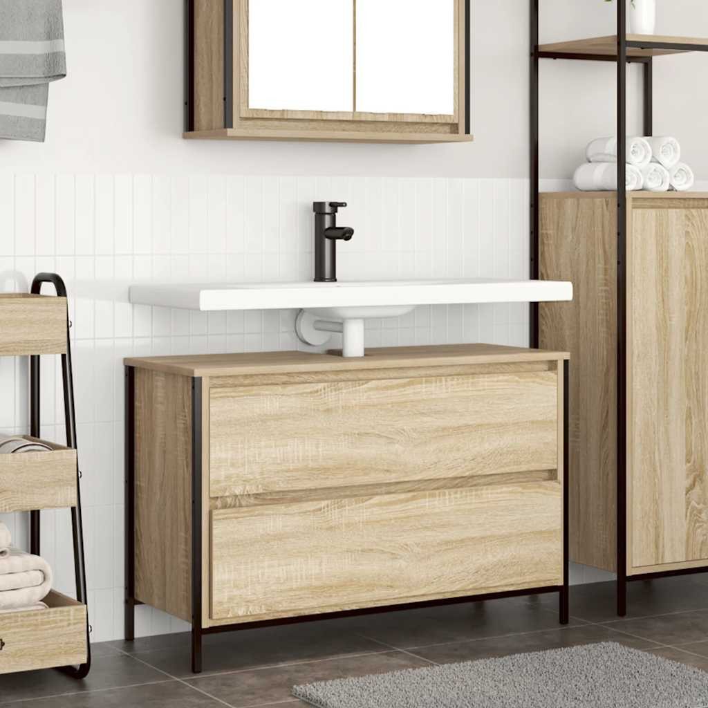 vidaXL Badezimmerspiegelschrank Waschbeckenunterschrank mit Schubladen Sonoma-Eiche (1-St)