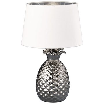 etc-shop LED Tischleuchte, Leuchtmittel inklusive, Warmweiß, Farbwechsel, Tisch Lampe Fernbedienung Keramik Ananas Design silber