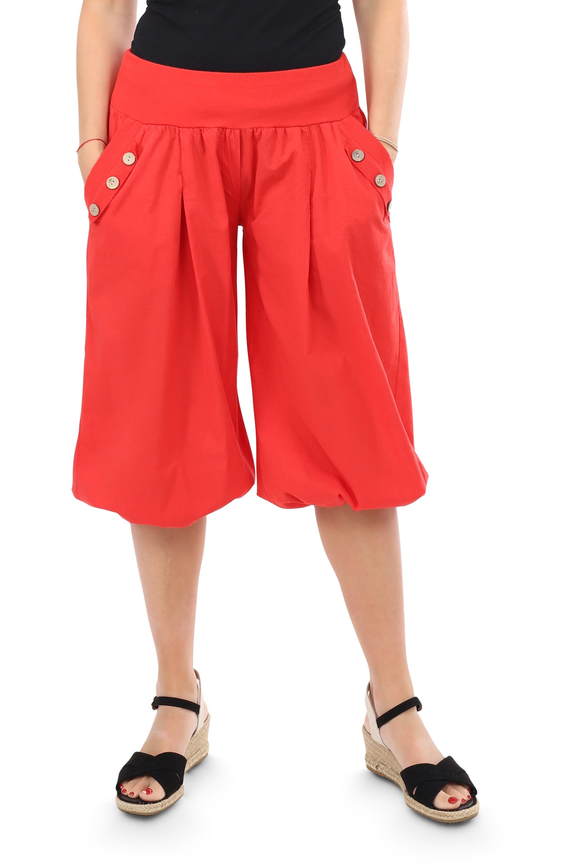 Haremshose malito Damen Pumphose Capri Holzzierknöpfe 23286H