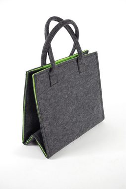 Kobolo Einkaufsshopper Filztasche außen grau meliert innen grün 35x20x30, 20 l