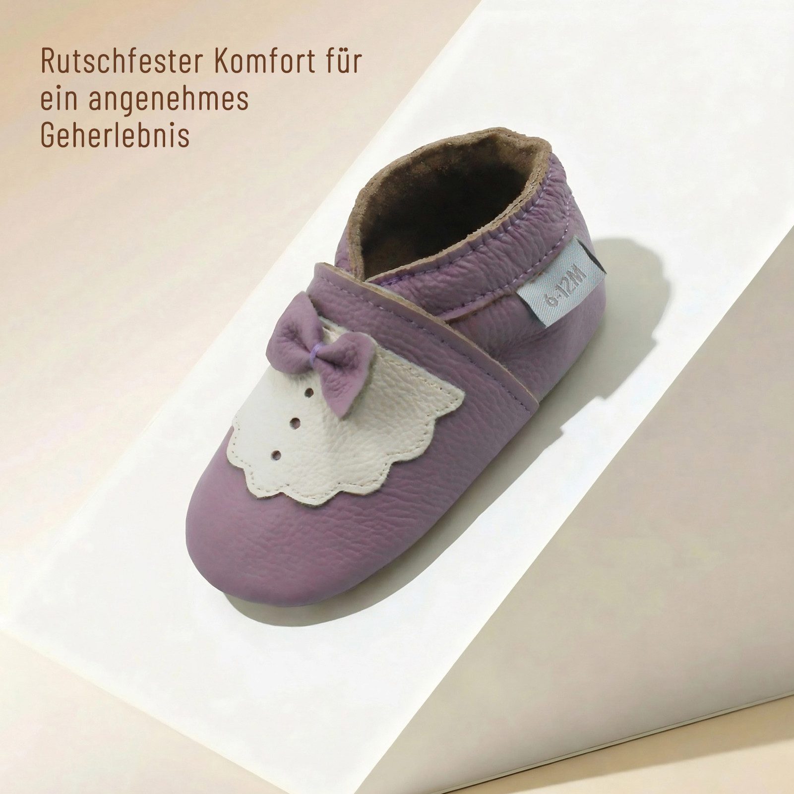 Basrakids Basrakids Baby Lederpuschen mit Fliege rutschfest Lauflernschuhe Lauflernschuh