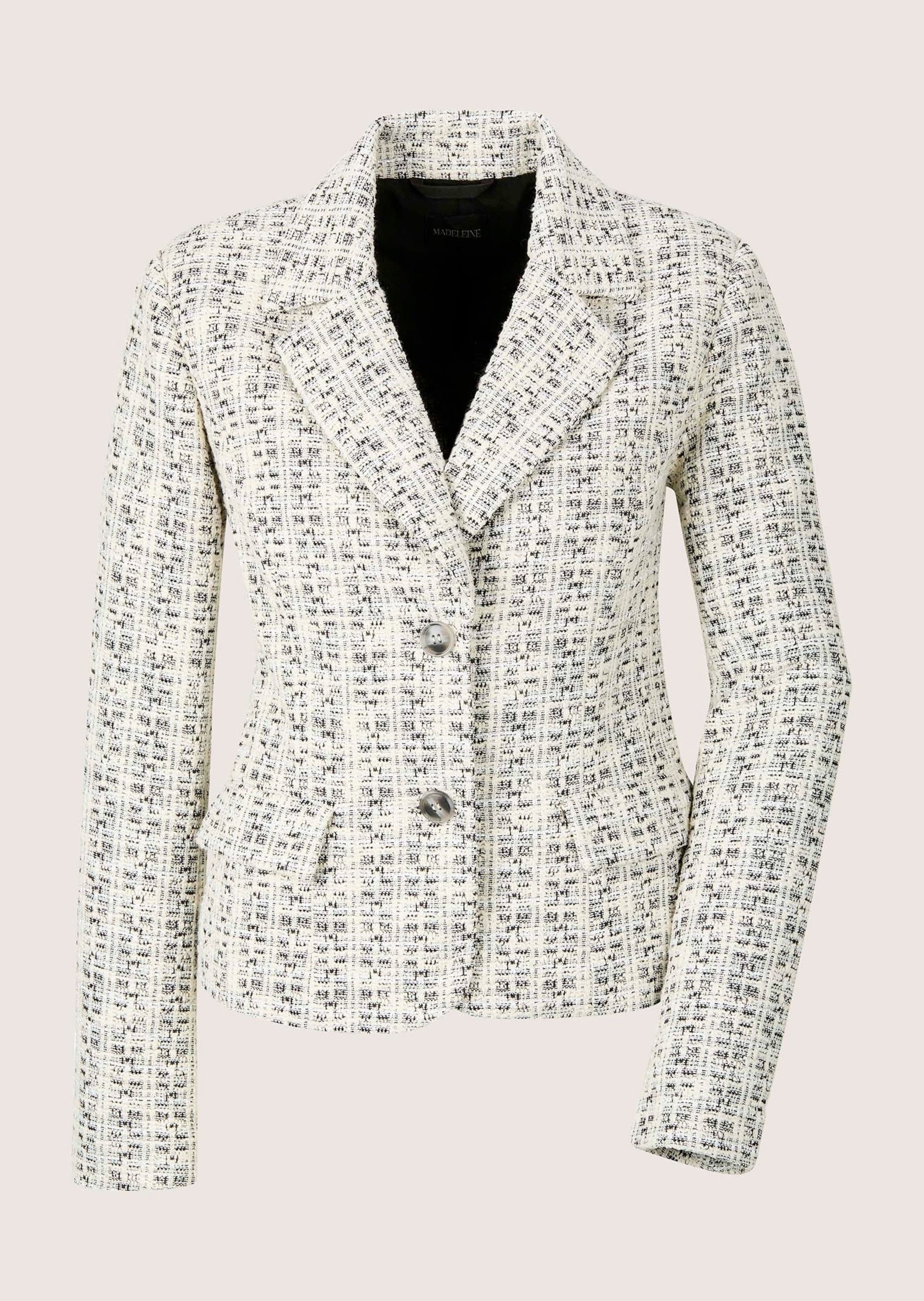 MADELEINE Kurzblazer Tweed-Blazer mit Reverskragen Jerseyblazer mit Reverskragen, Knopfverschluss, Taschen und Langarm – Bild 5 von 5