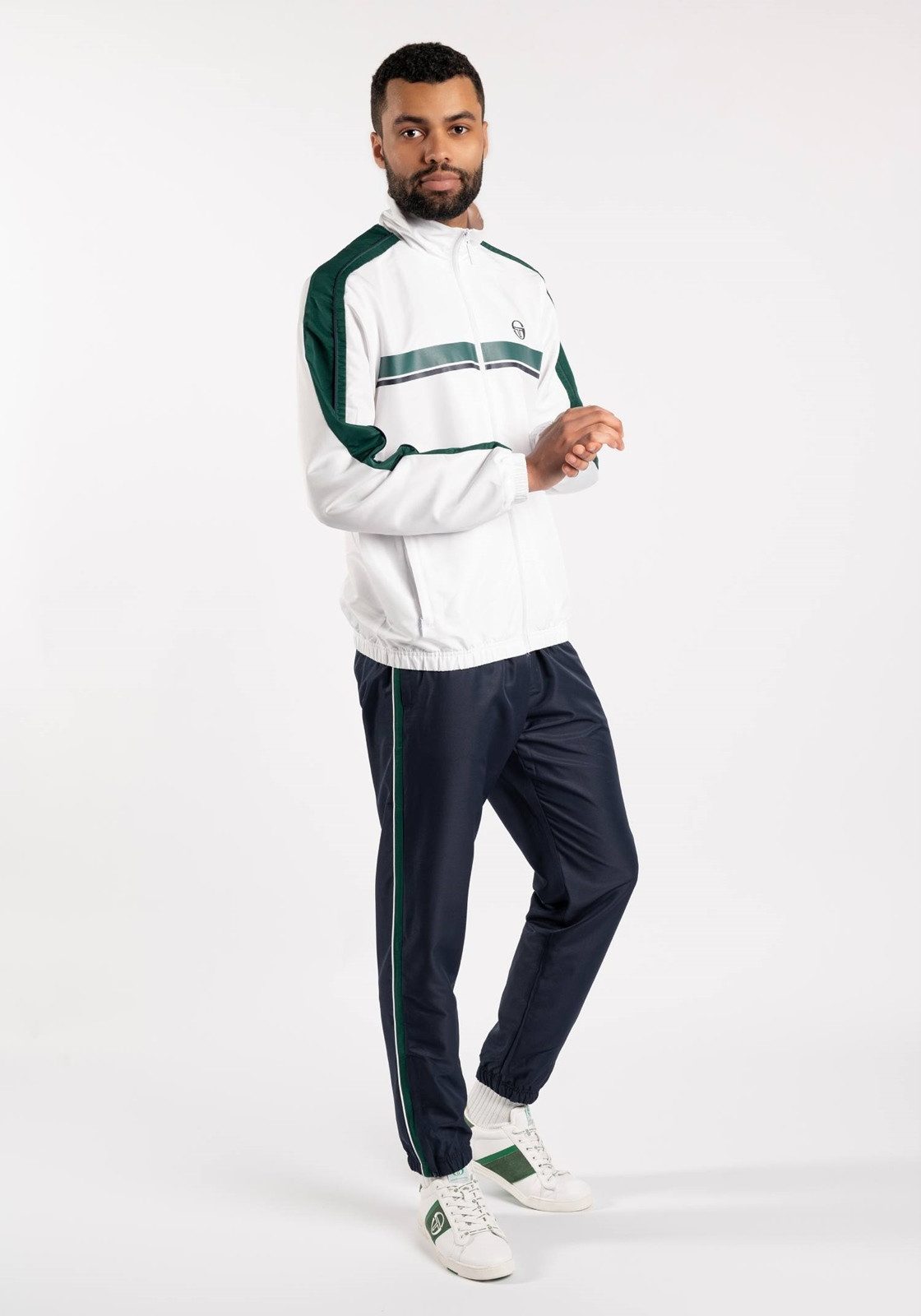 Sergio Tacchini Trainingsanzug Trainingsanzug Sergio Tacchini Agave (2-tlg., Jacke und Hose), Streifendetails