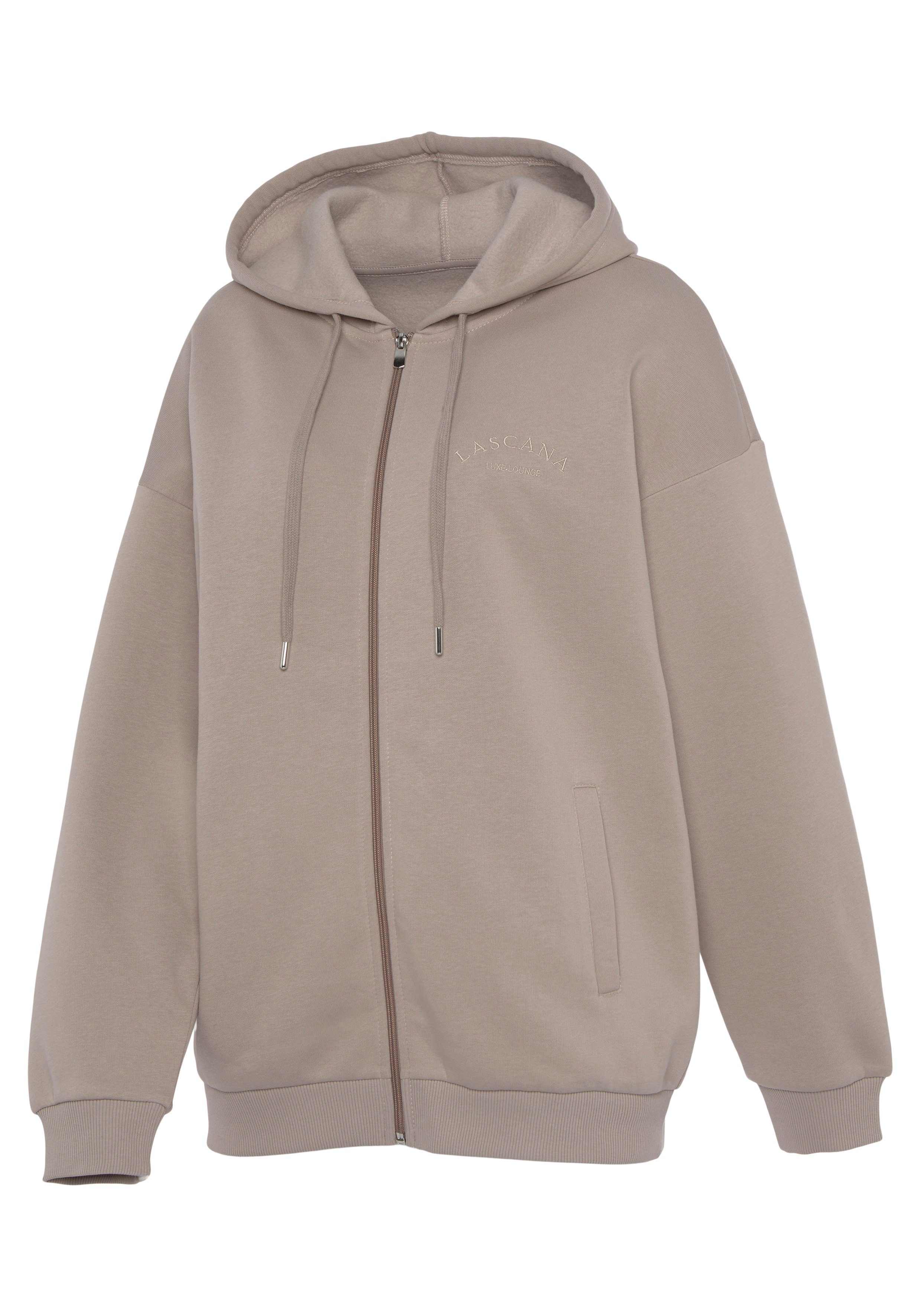 LASCANA Kapuzensweatjacke mit seitlichen Taschen und Innen angeraut, Loungewear