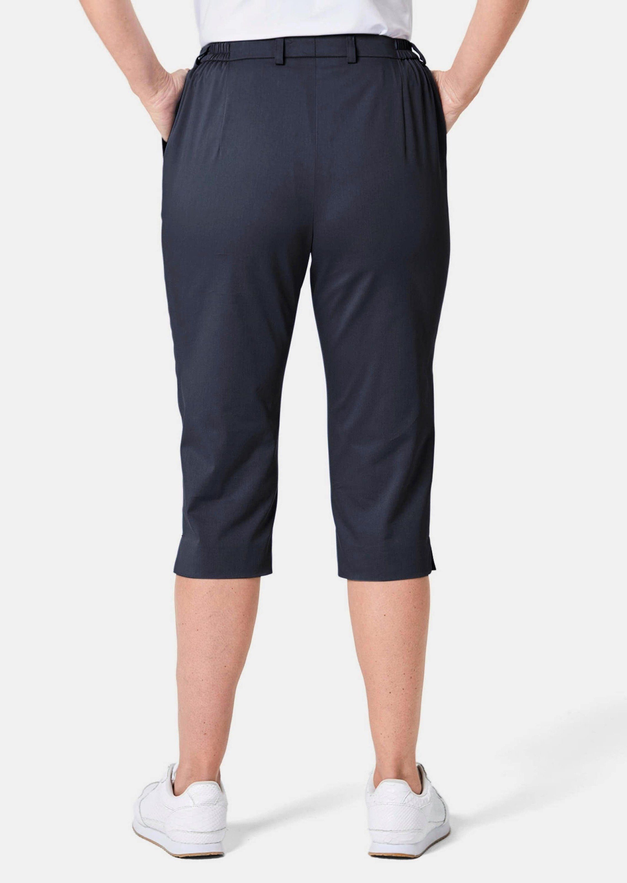 GOLDNER Caprihose Kurzgröße: Kurze Caprihose aus Satin mit Stretch Unifarbenes Design mit flexiblem Teildehnbund