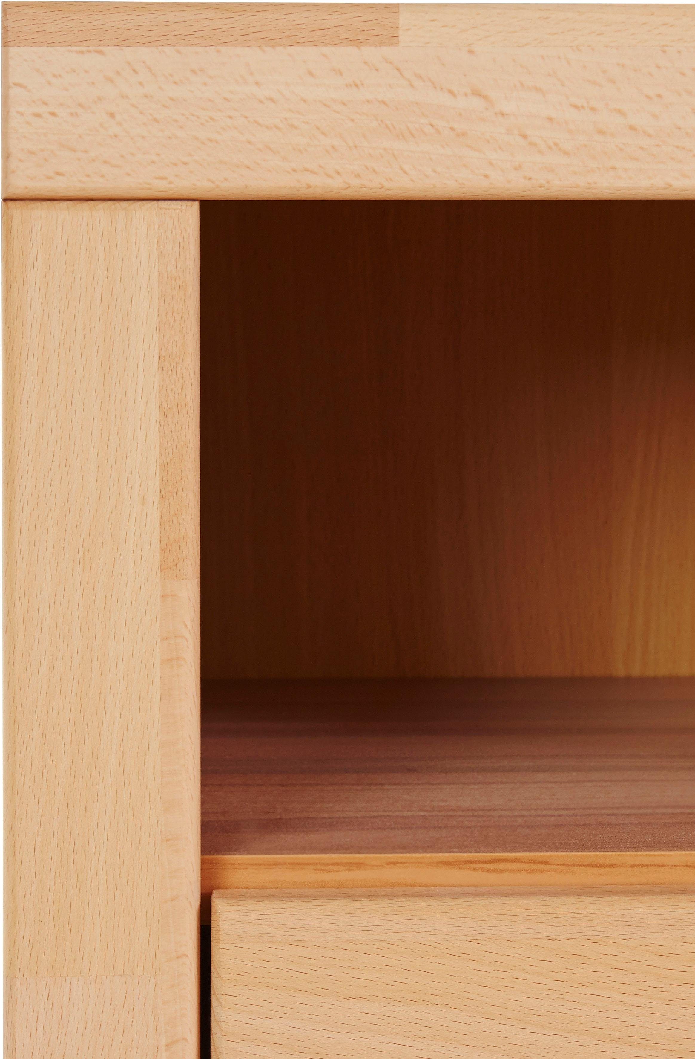 Home affaire Sideboard Ribe,180cm breit, Fronten Massivholz,7 Fächer, Holz massiv, Holzwerkstoff, Metall Griffe,2Türen,3Schubladen