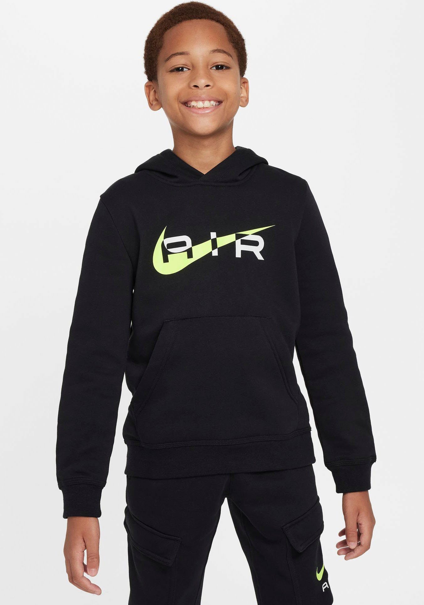 Nike Sportswear Kapuzensweatshirt NSW N AIR PO HOODY FLC BB - für Kinder BLACK/VOLT