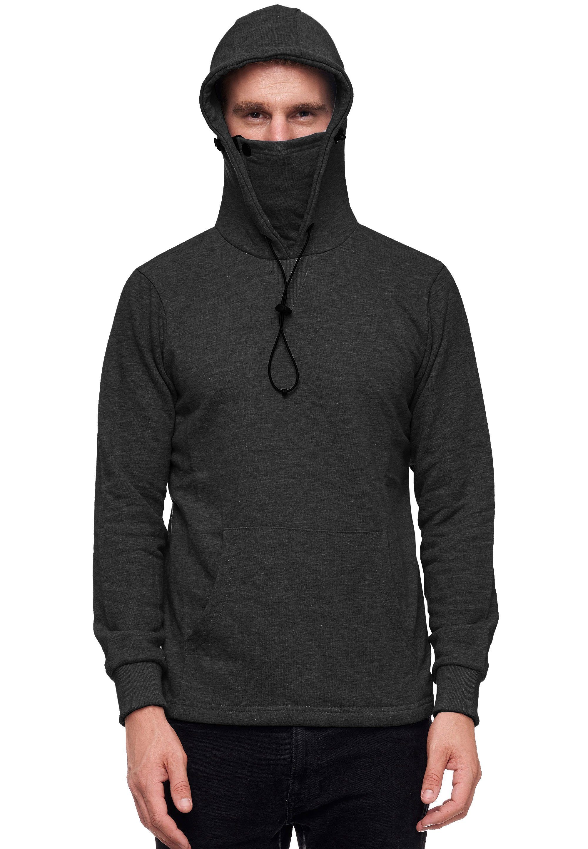 Rusty Neal Kapuzensweatshirt mit intregrierter Mund-Nasen-Bedeckung anthrazit